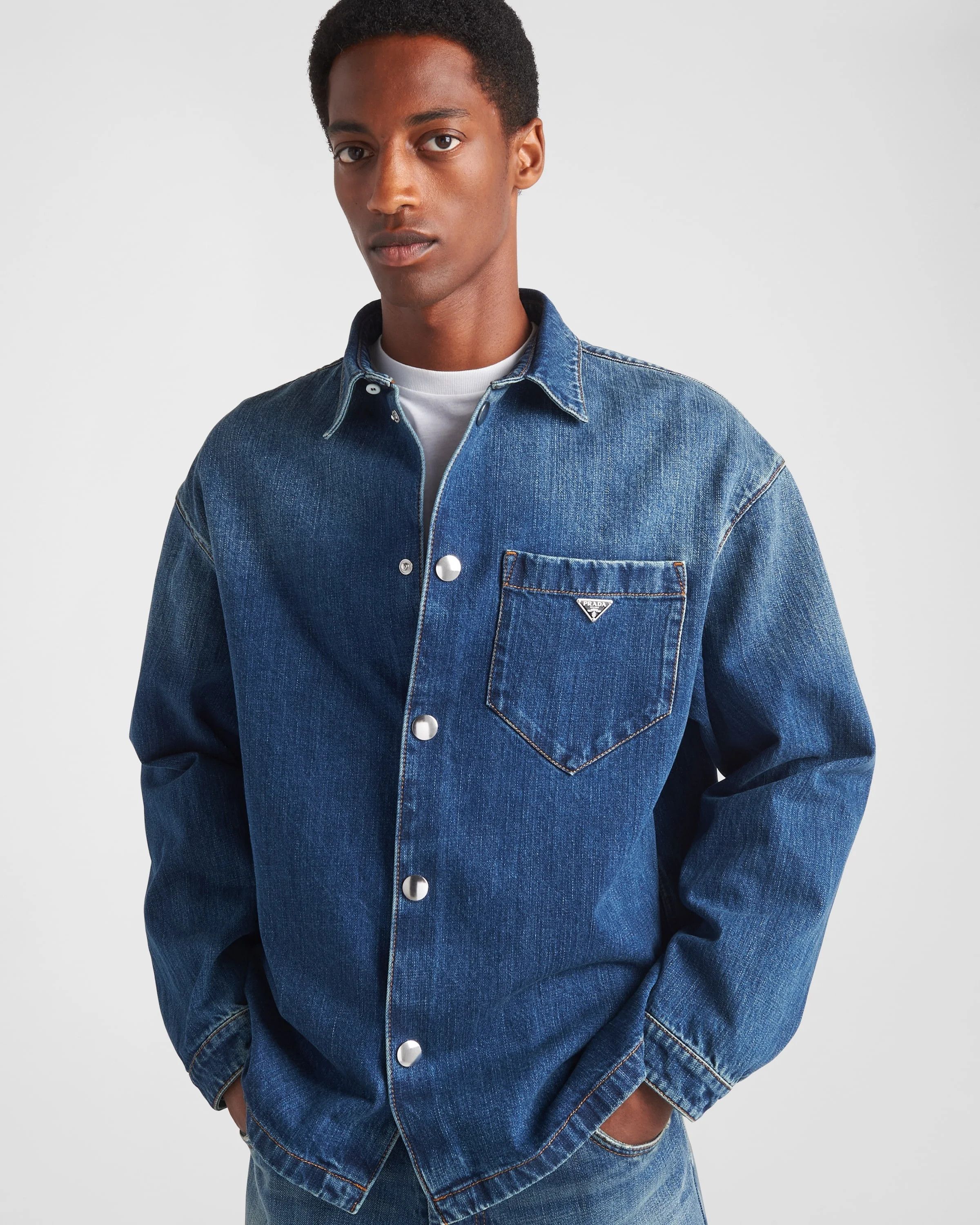 Prada Logo Denim shirt jacket longsleeve Size US M / EU 48-50 / 2 - 3 Thumbnail