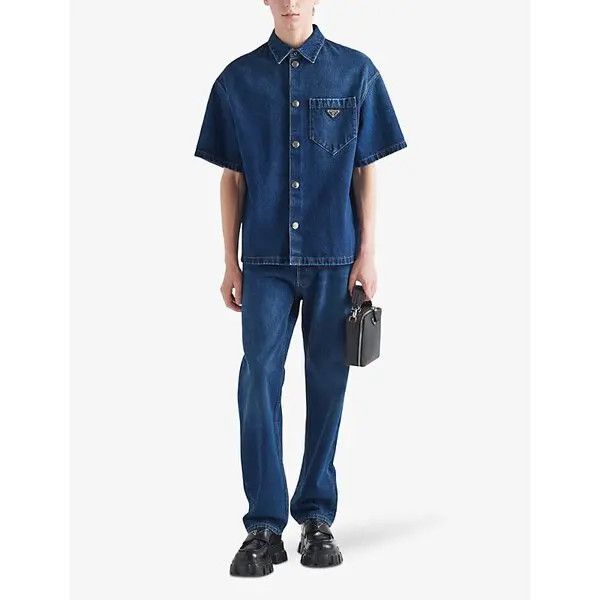 Prada Padded Faded-Wash Boxy-Fit Denim Shirt Size US XS / EU 42 / 0 - 2 Thumbnail