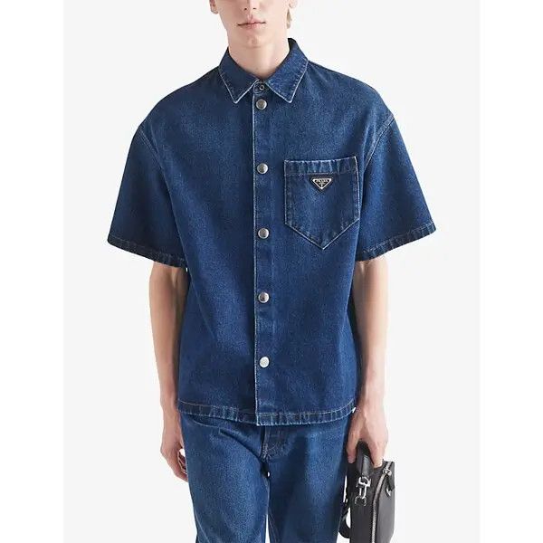 Prada Padded Faded-Wash Boxy-Fit Denim Shirt Size US L / EU 52-54 / 3 - 3 Thumbnail