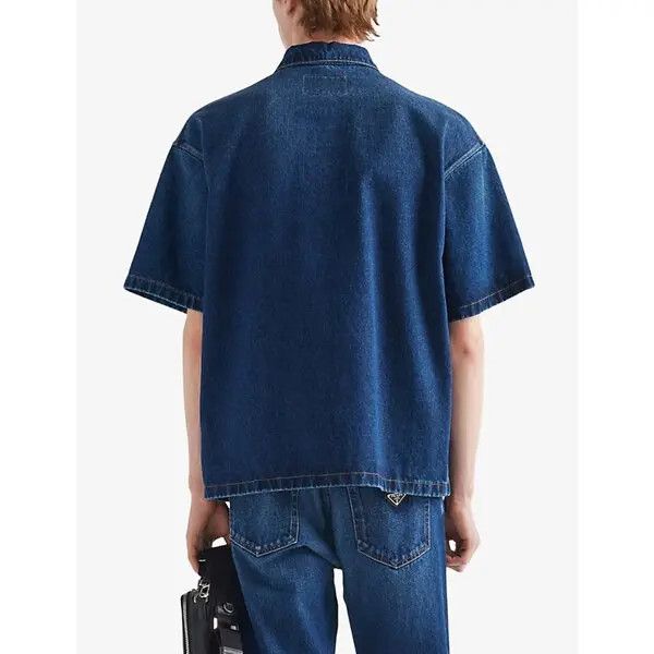 Prada Padded Faded-Wash Boxy-Fit Denim Shirt Size US XXL / EU 58 / 5 - 4 Thumbnail