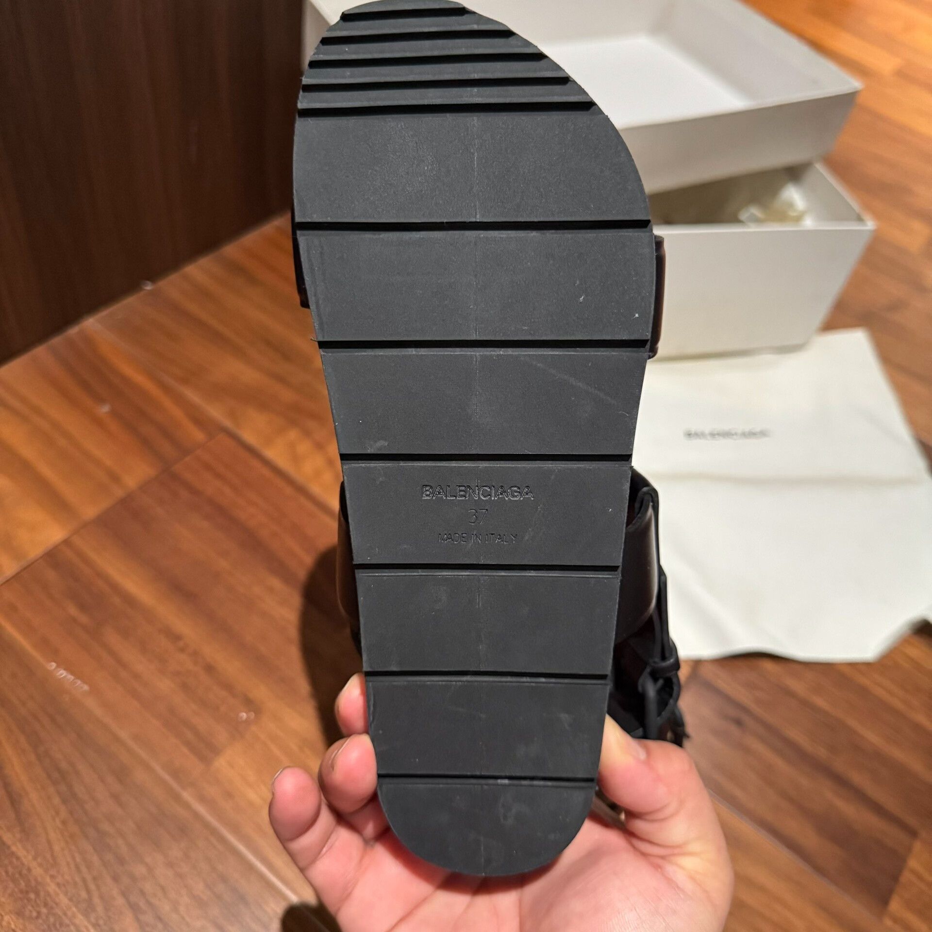 Balenciaga Balenciaga Women's Black Dark Vanguard Sandals Size US 6 / IT 36 - 7 Thumbnail