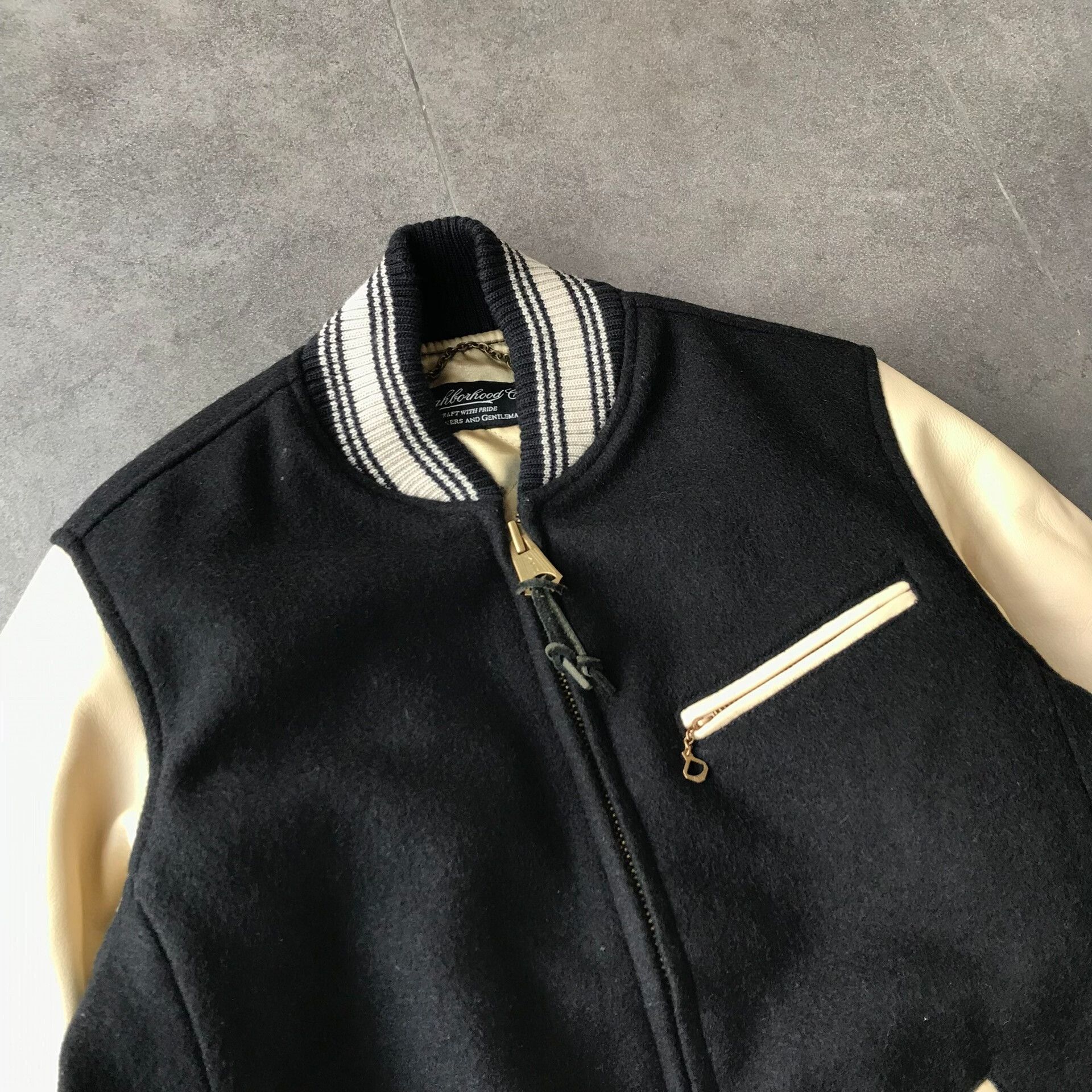Neighborhood Black and Beige Wool Leather Jacket Size US S / EU 44-46 / 1 - 6 Thumbnail