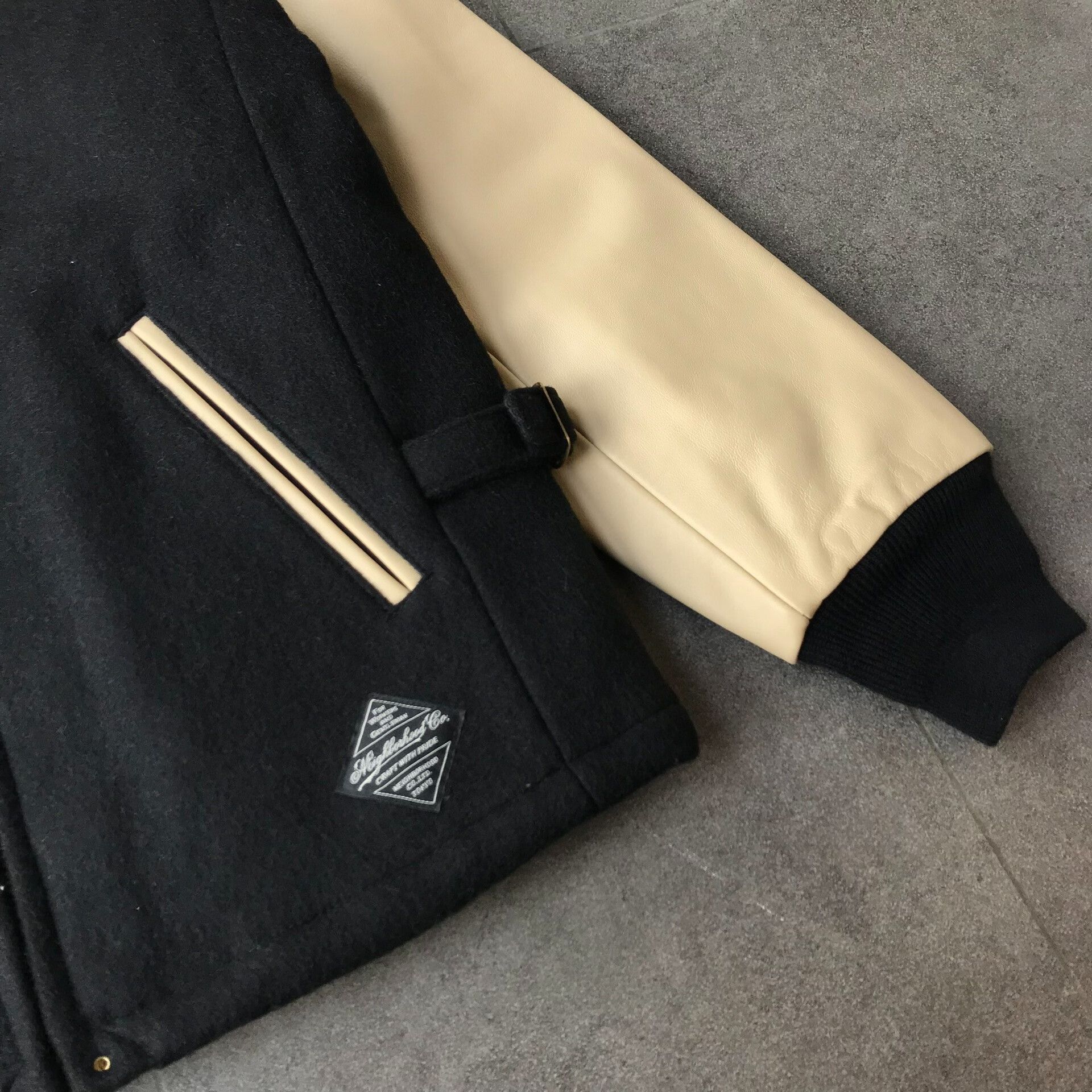 Neighborhood Black and Beige Wool Leather Jacket Size US S / EU 44-46 / 1 - 5 Thumbnail