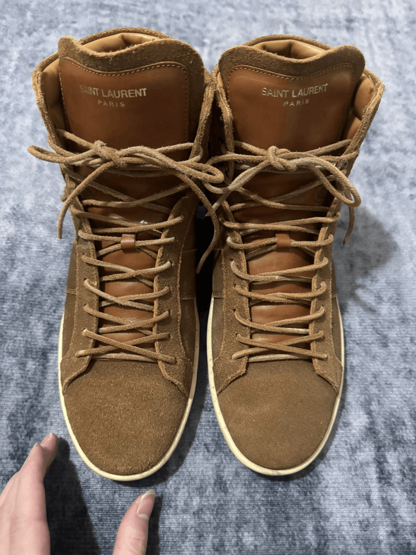 Saint Laurent Paris Saint Laurent Suede Fringe High-Top Sneakers Size US 6.5 / EU 39-40 - 3 Thumbnail