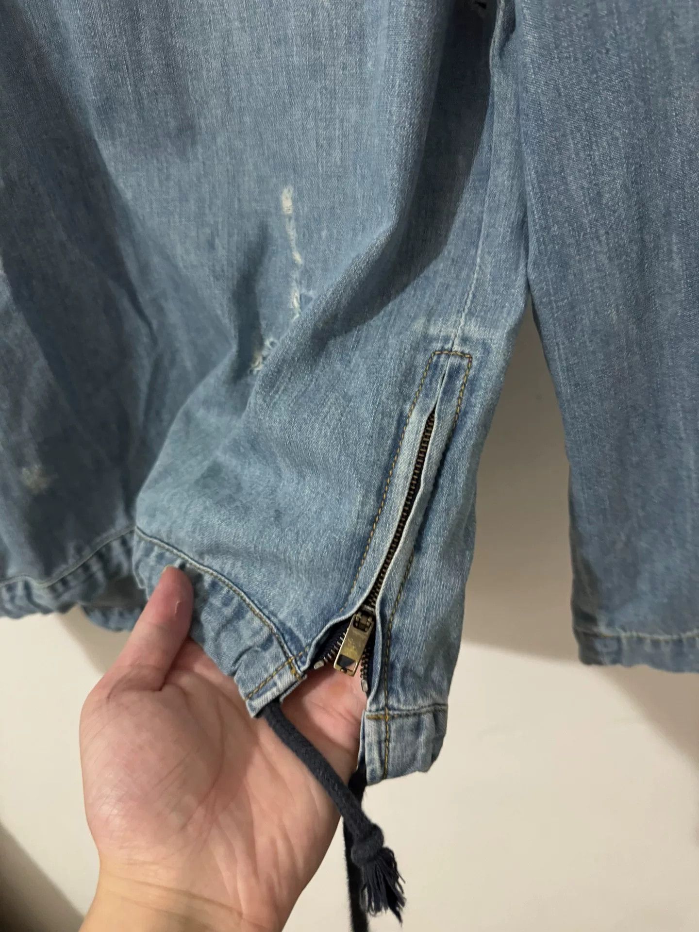 Saint Laurent Paris Saint Laurent Distressed Denim Hoodie Size XS / US 0-2 / IT 36-38 - 4 Thumbnail