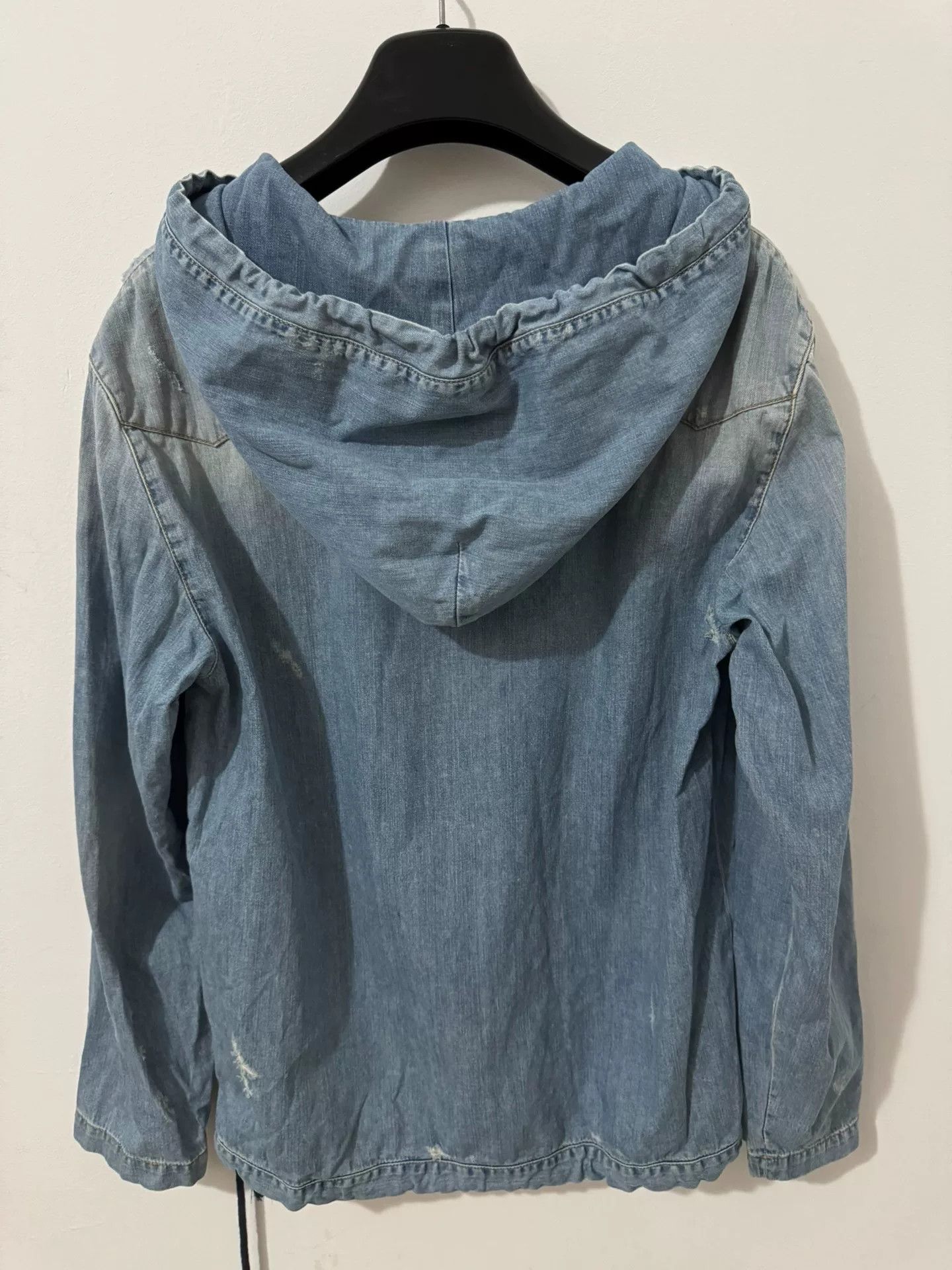 Saint Laurent Paris Saint Laurent Distressed Denim Hoodie Size XS / US 0-2 / IT 36-38 - 2 Thumbnail