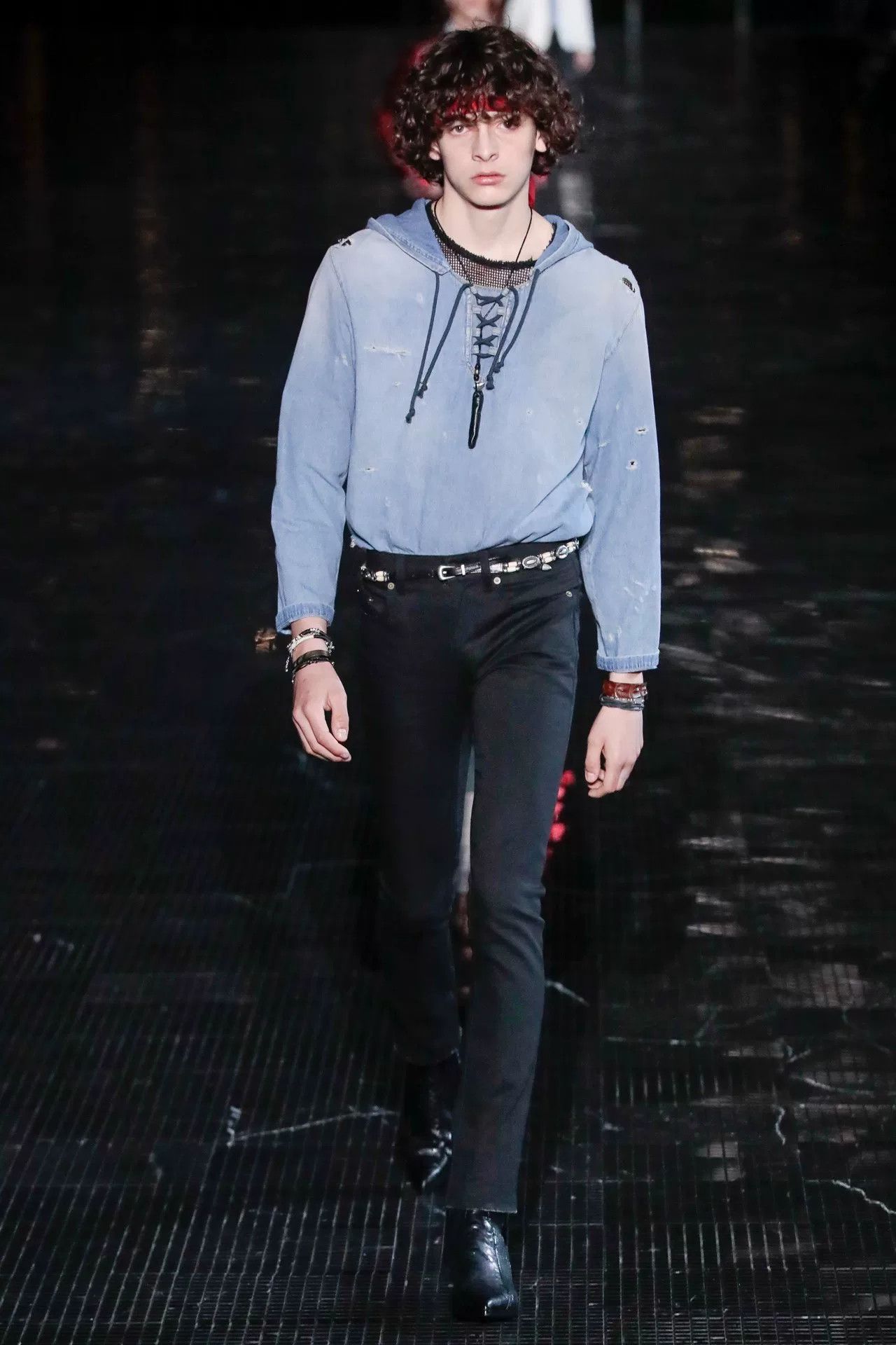 Saint Laurent Paris Saint Laurent Distressed Denim Hoodie Size XS / US 0-2 / IT 36-38 - 9 Thumbnail