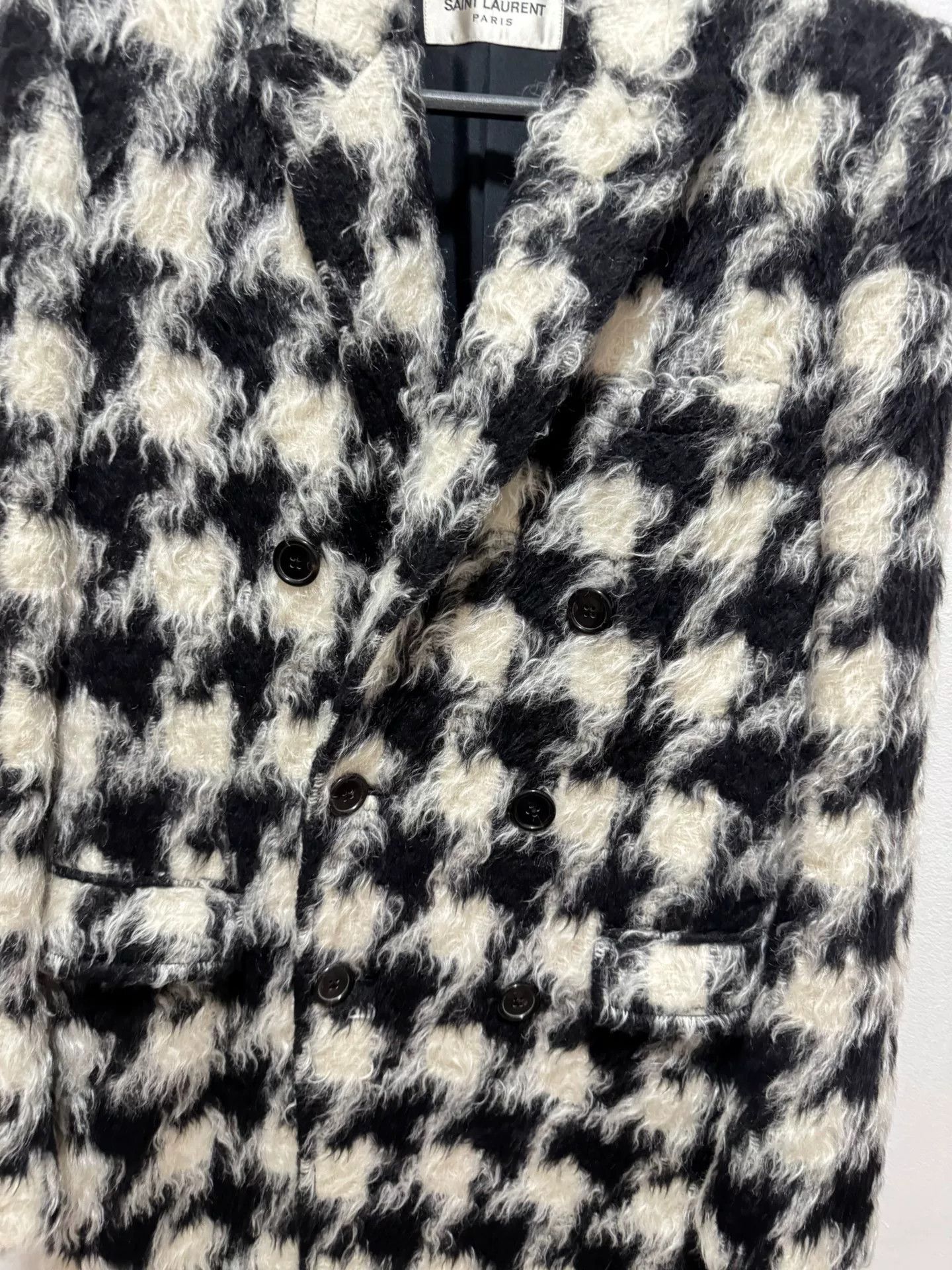 Saint Laurent Paris Saint Laurent Houndstooth Double Breasted Coat Size US M / EU 48-50 / 2 - 3 Thumbnail