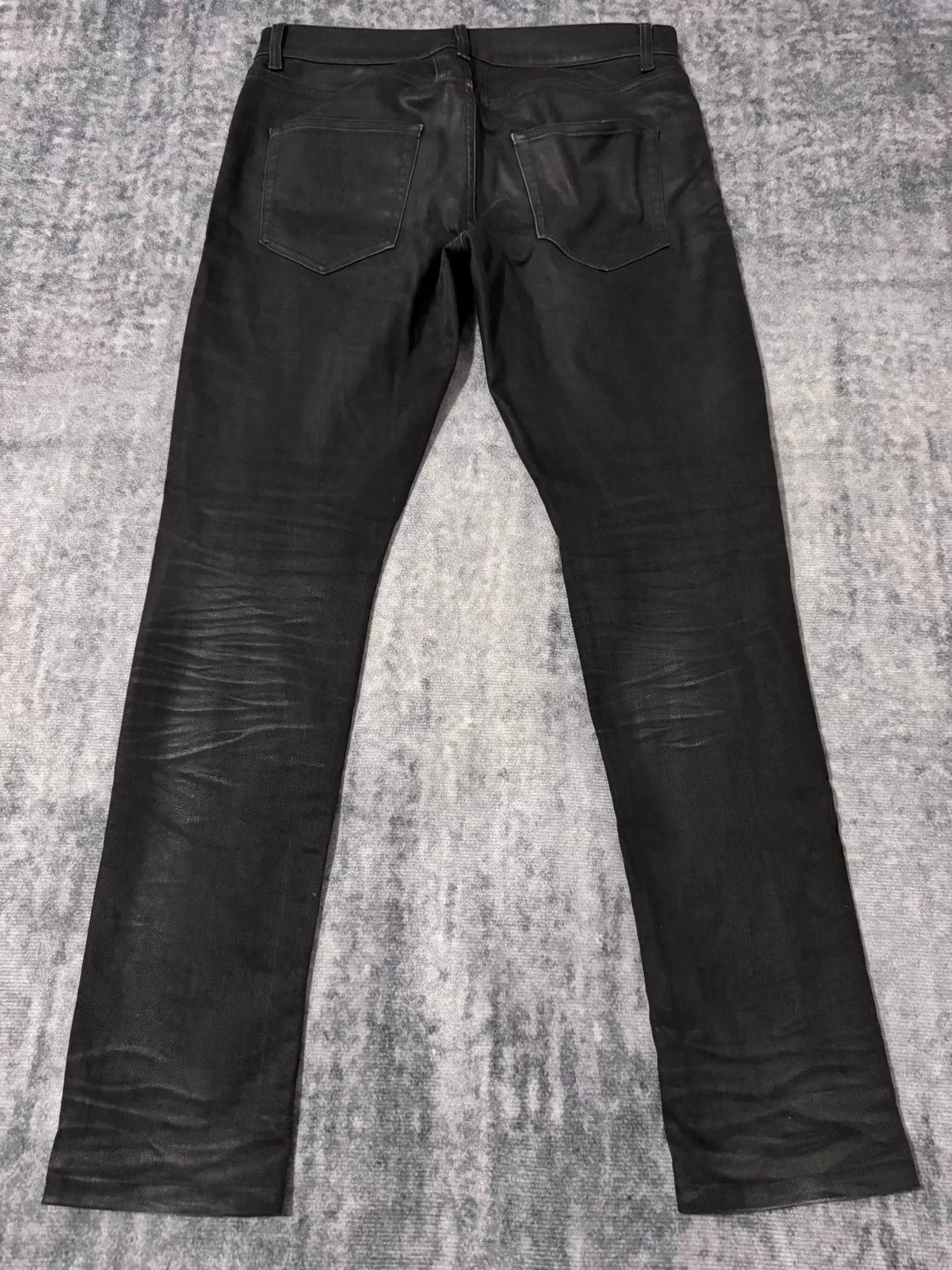Saint Laurent Paris Saint Laurent Black Coated Jeans Size US 31 - 2 Thumbnail