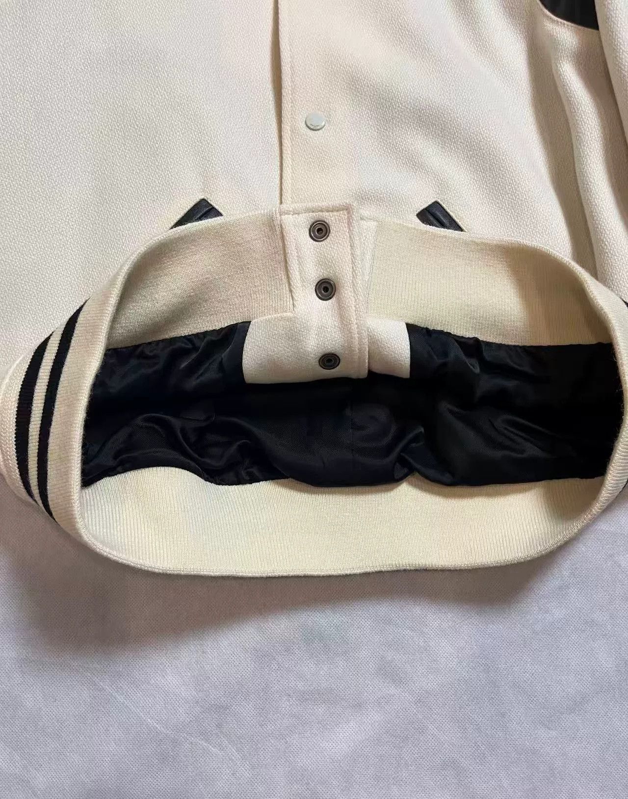 Saint Laurent Paris Saint Laurent White Wool Baseball Jacket Size US L / EU 52-54 / 3 - 6 Thumbnail