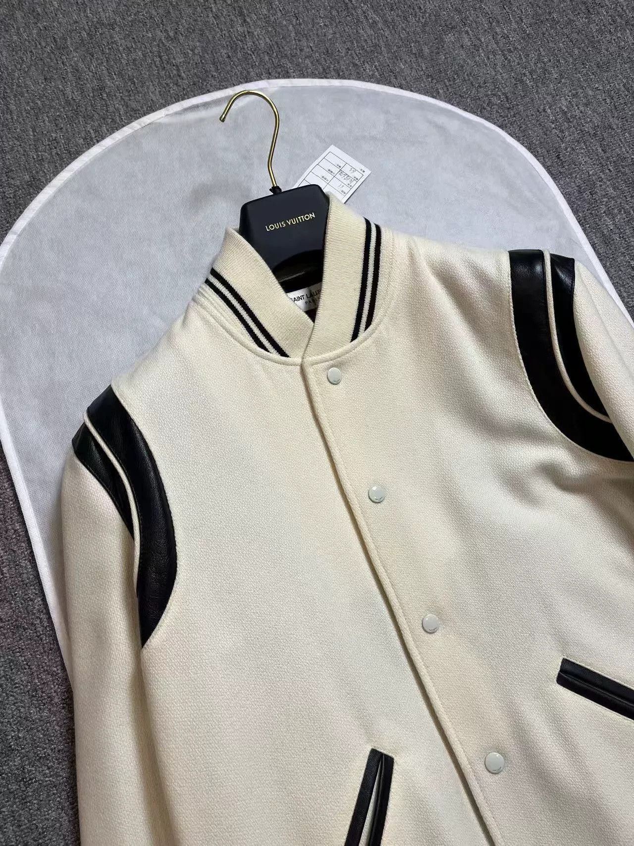 Saint Laurent Paris Saint Laurent White Wool Baseball Jacket Size US L / EU 52-54 / 3 - 3 Thumbnail