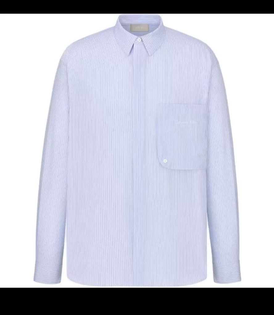 Dior Dior Striped Embroidered Logo Shirt Men Size US M / EU 48-50 / 2 - 8 Thumbnail