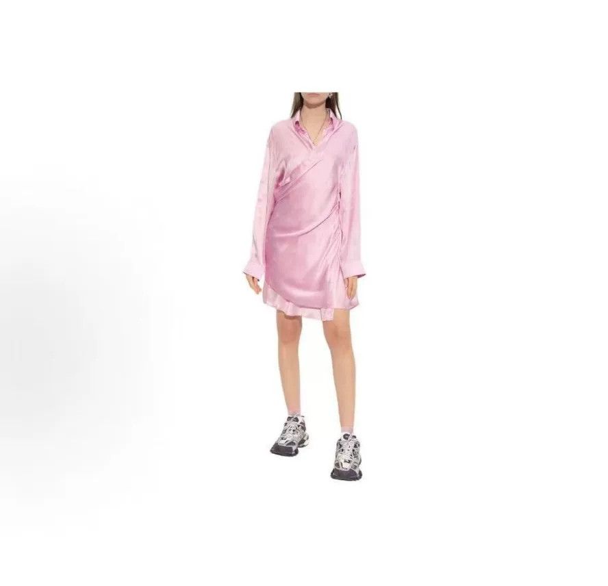 Balenciaga Balenciaga Pink Logo Print Dress Size XXS / US 00 / IT 34 - 7 Thumbnail