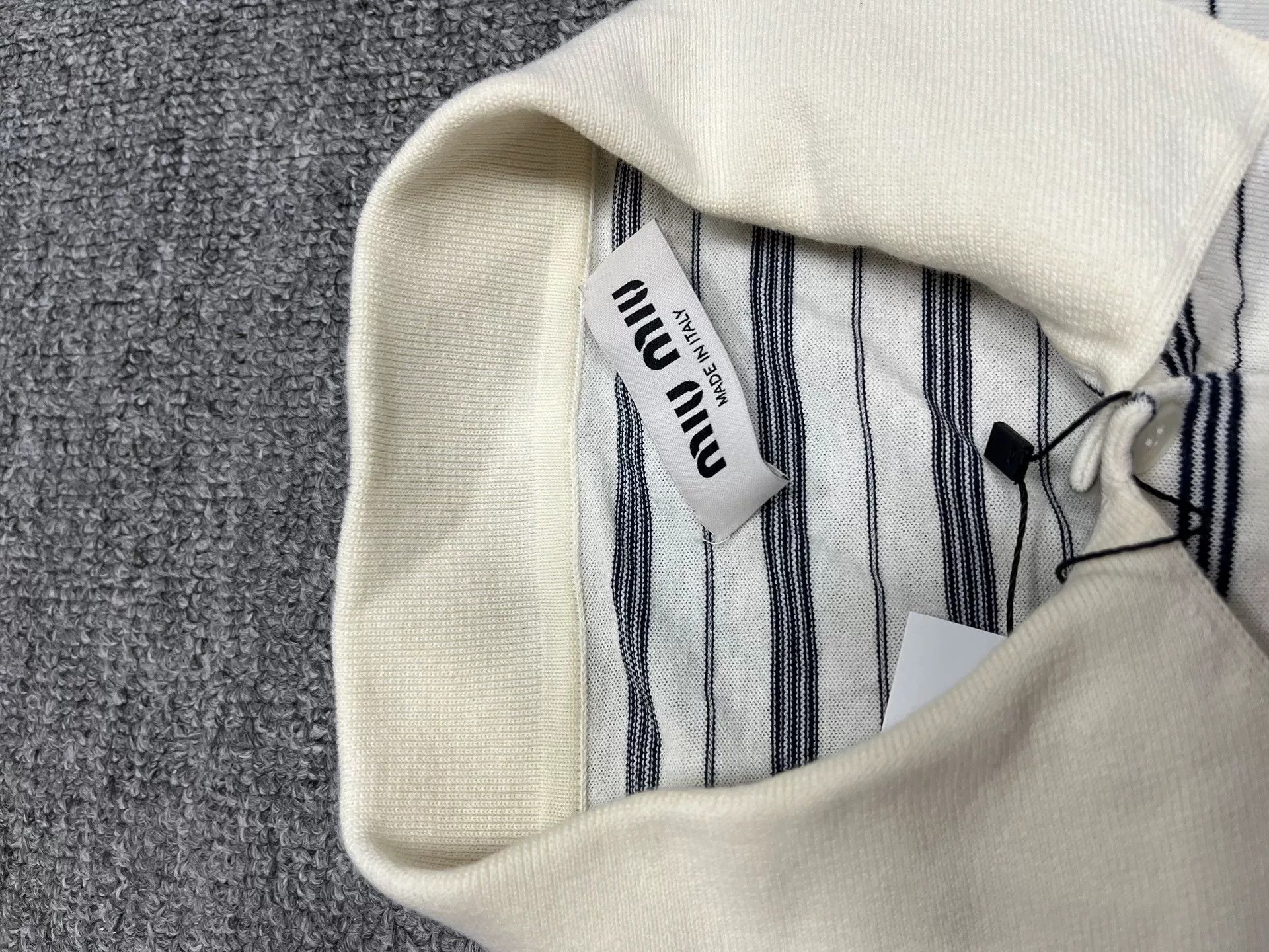 Miu Miu MIU MIU Striped Logo Button Long Sleeve Polo Size S / US 4 / IT 40 - 2 Thumbnail