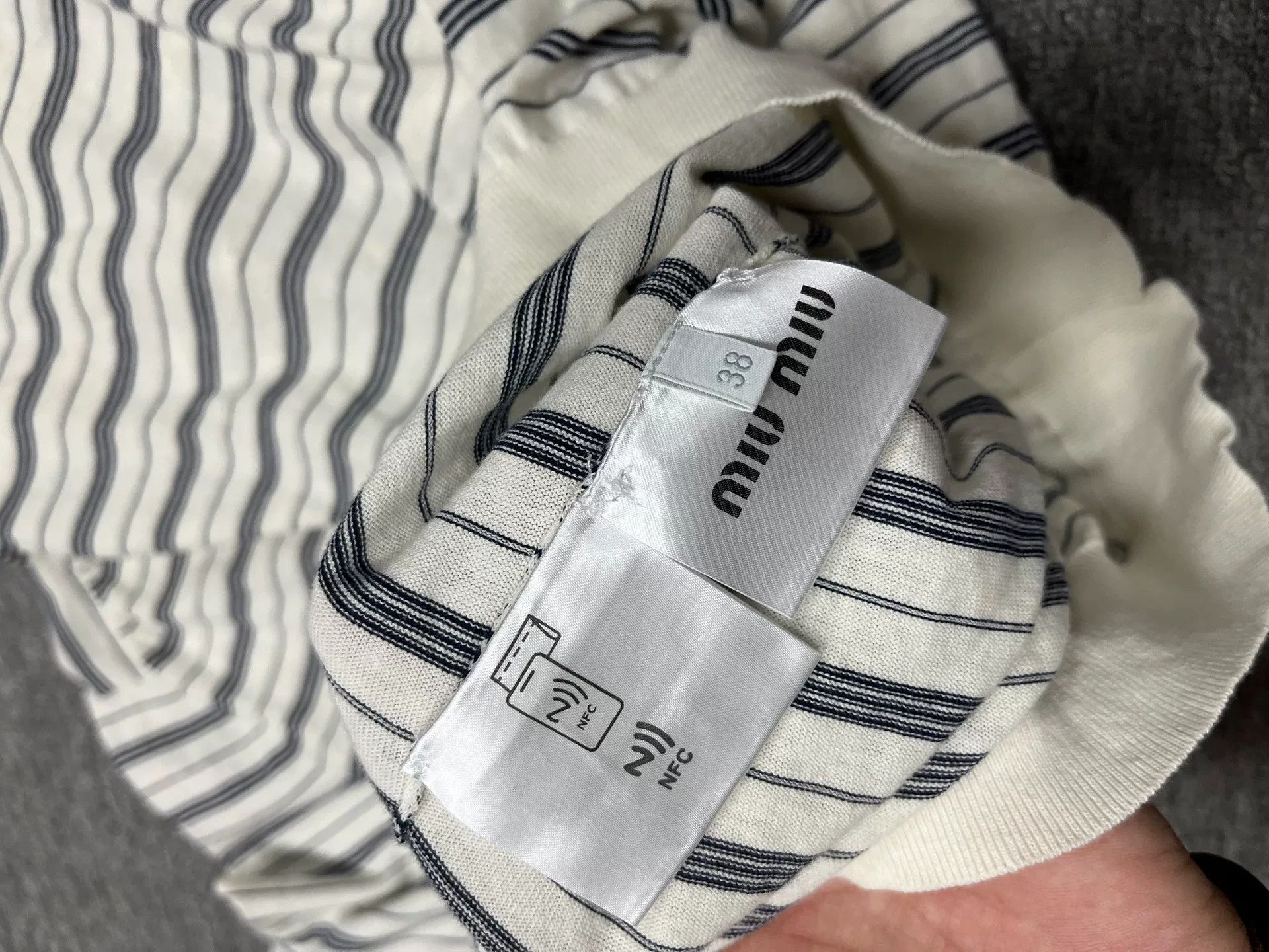 Miu Miu MIU MIU Striped Logo Button Long Sleeve Polo Size S / US 4 / IT 40 - 4 Thumbnail