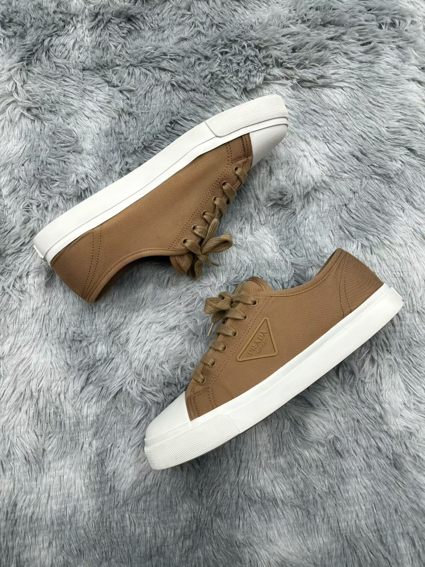 Prada Prada Triangle Logo White Brown Casual Shoes Size US 9.5 / EU 42-43 - 3 Thumbnail