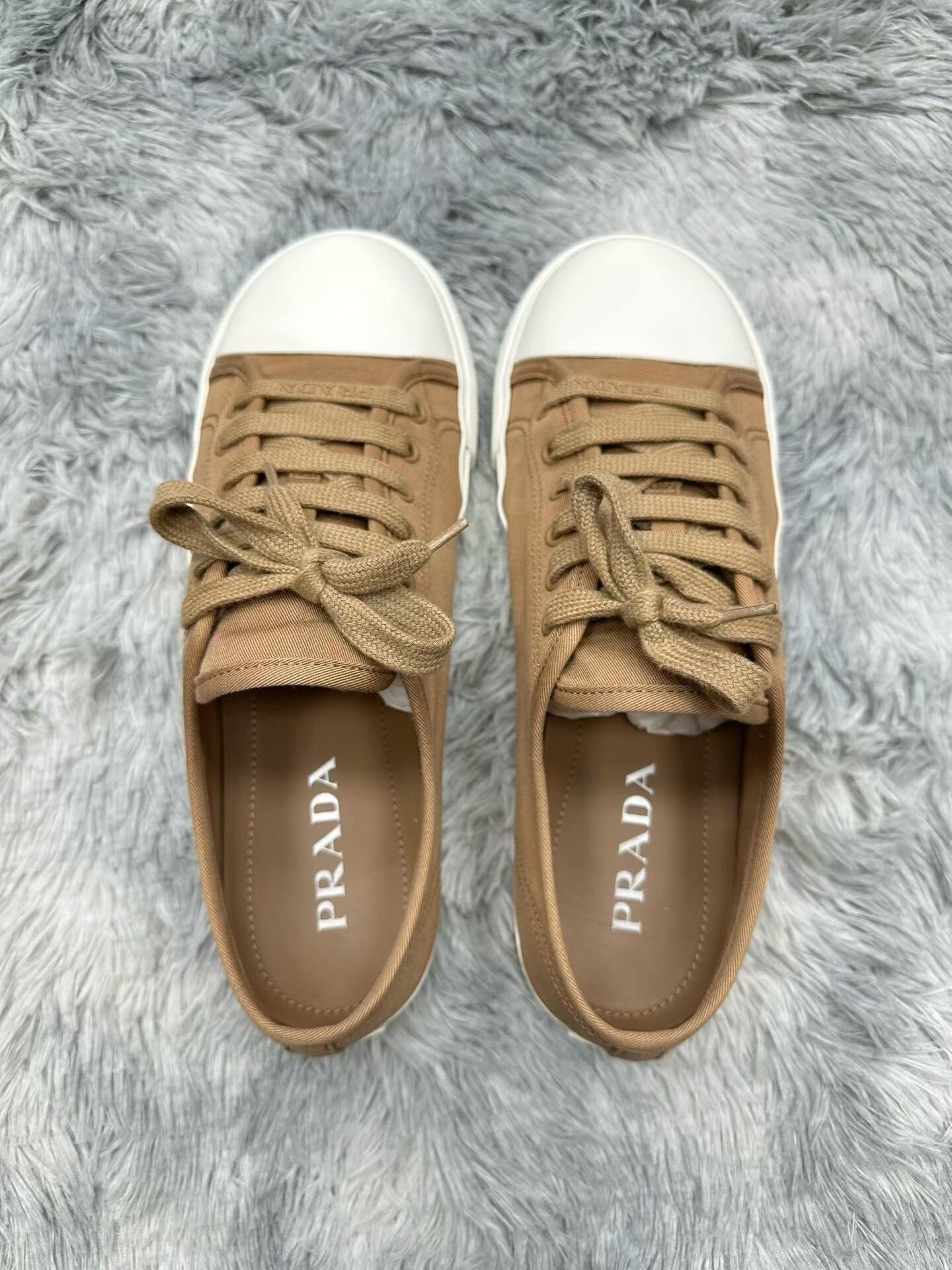 Prada Prada Triangle Logo White Brown Casual Shoes Size US 9.5 / EU 42-43 - 2 Thumbnail