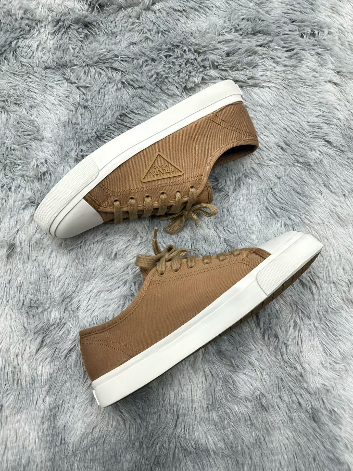 Prada Prada Triangle Logo White Brown Casual Shoes Size US 9.5 / EU 42-43 - 4 Thumbnail