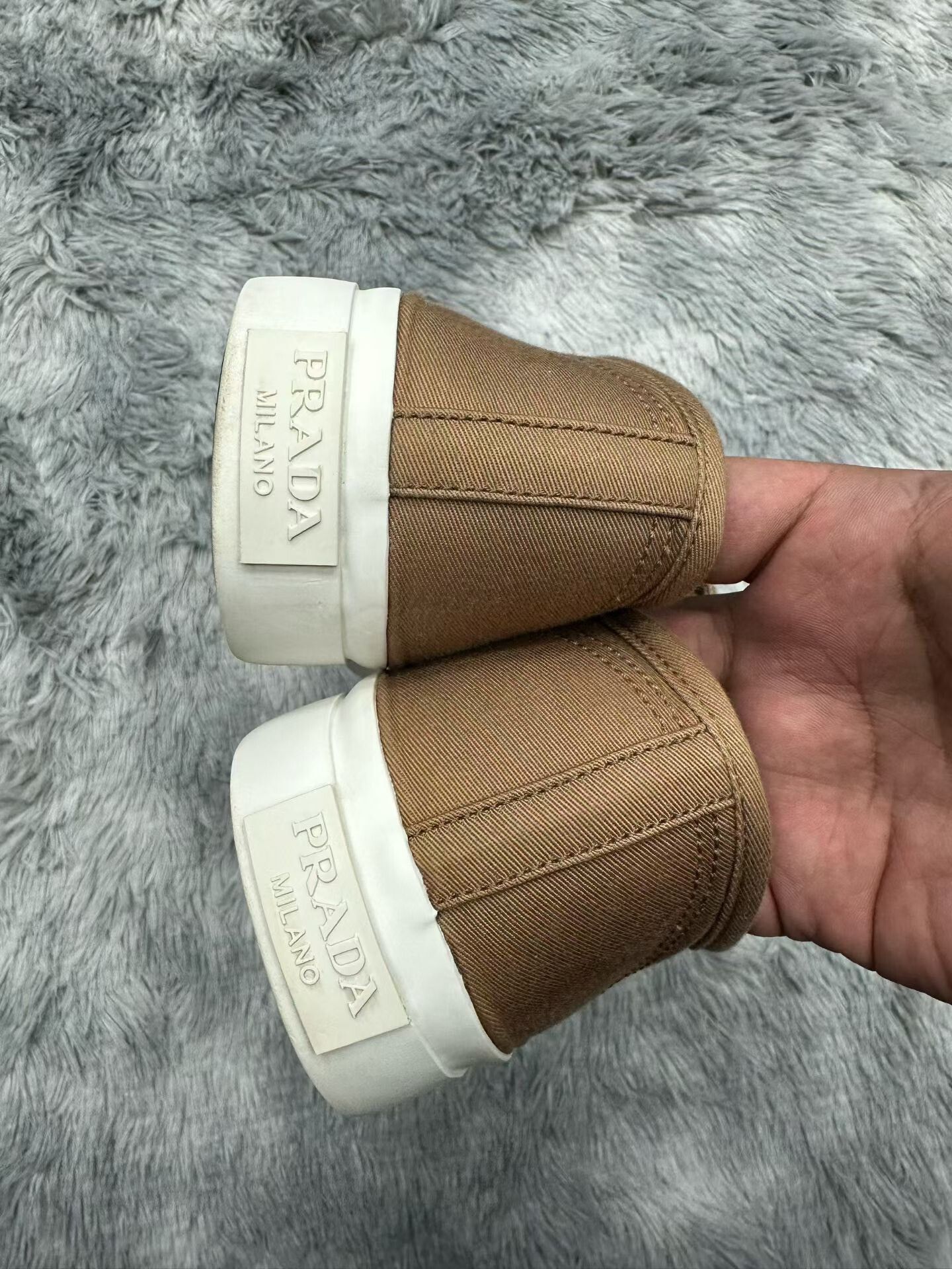 Prada Prada Triangle Logo White Brown Casual Shoes Size US 9.5 / EU 42-43 - 5 Thumbnail
