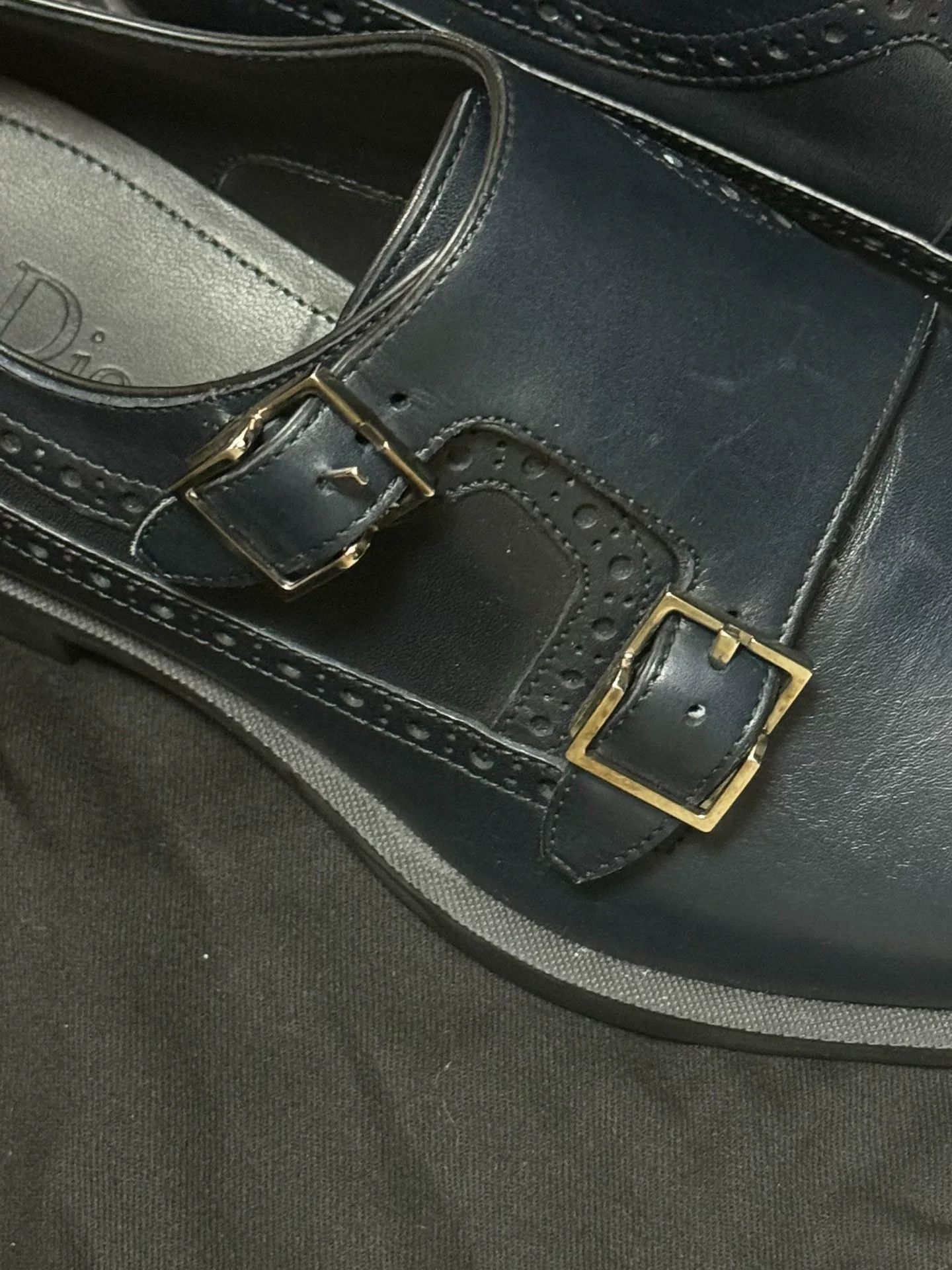Dior Diorhomme Men's Double Buckle Leather Shoes Size US 6 / EU 39 - 2 Thumbnail