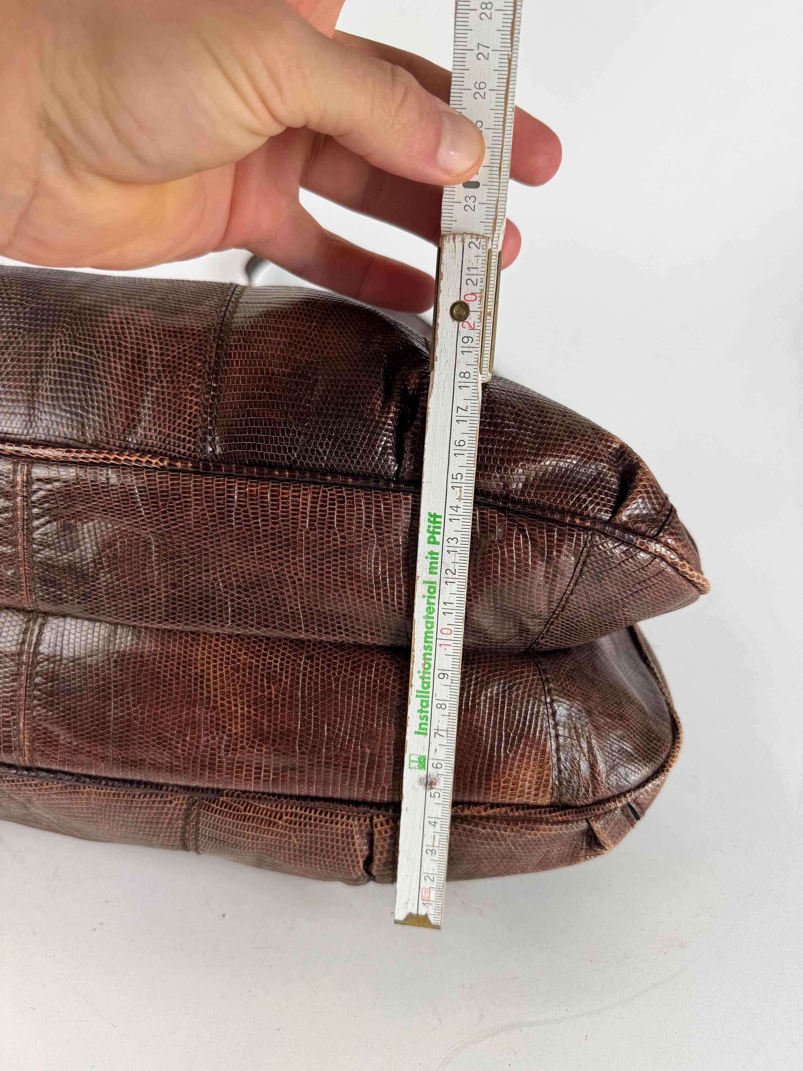Salvatore Ferragamo Vintage Leather 2 Way Bag brown Snake Emblossed Size ONE SIZE - 12 Thumbnail