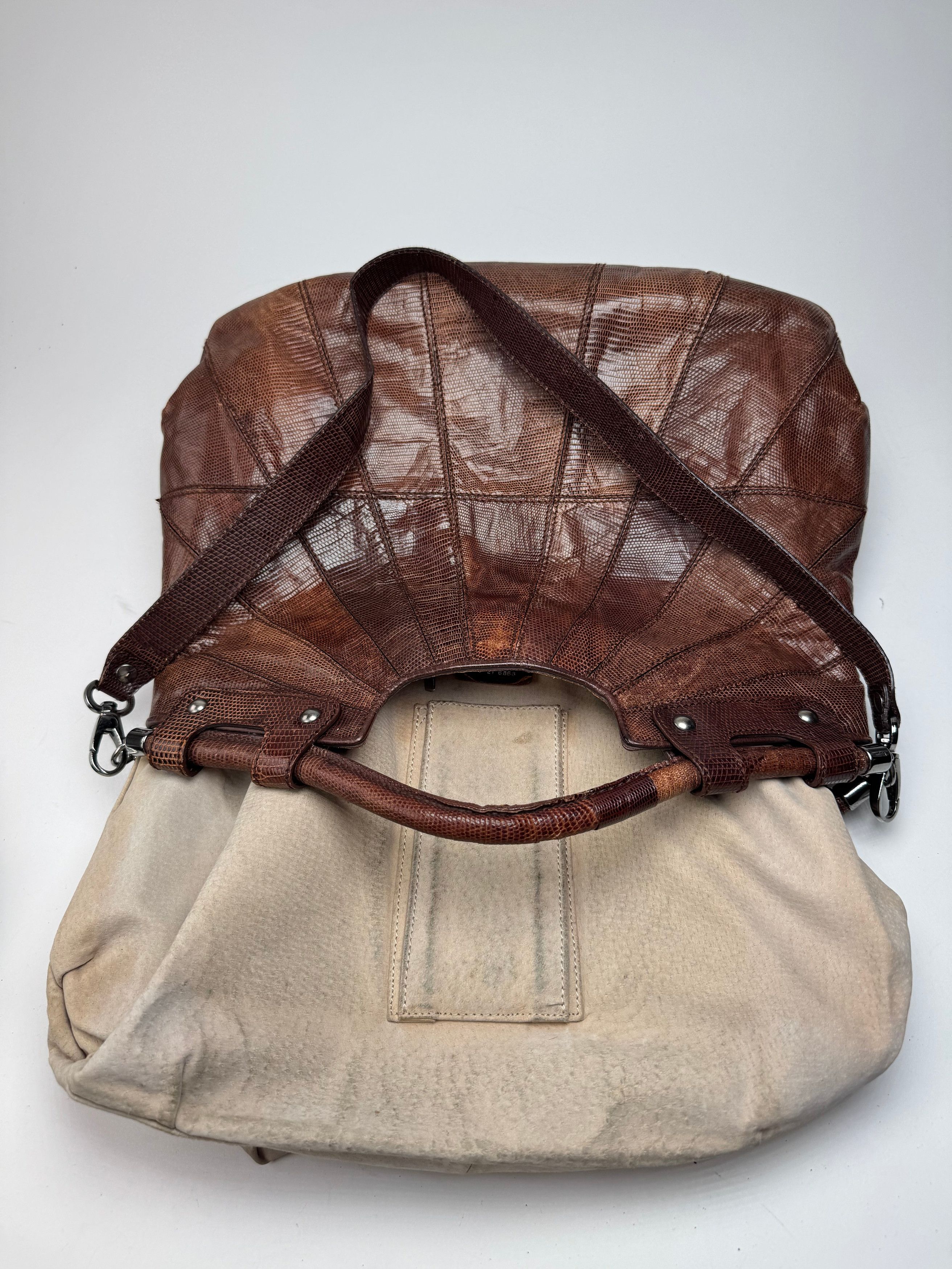 Salvatore Ferragamo Vintage Leather 2 Way Bag brown Snake Emblossed Size ONE SIZE - 5 Thumbnail