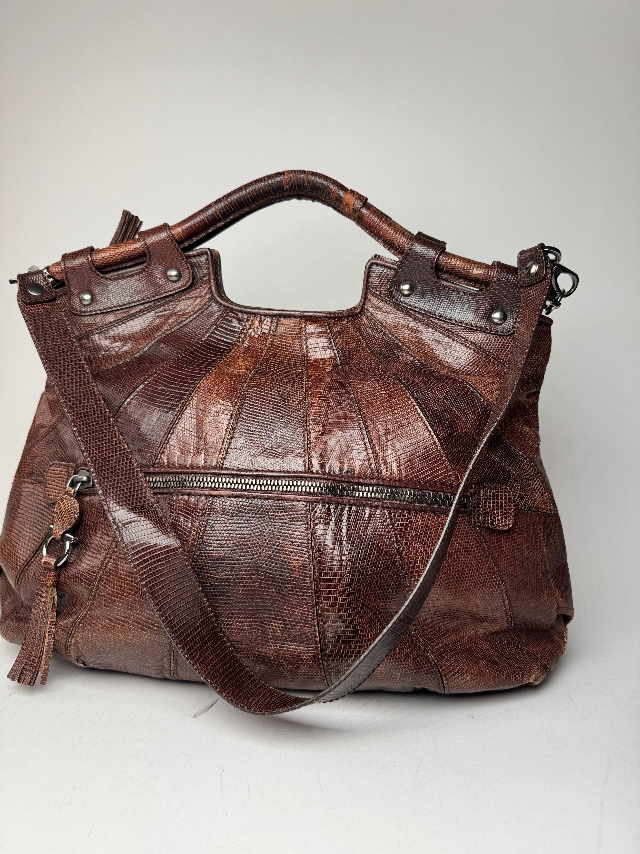 Salvatore Ferragamo Vintage Leather 2 Way Bag brown Snake Emblossed Size ONE SIZE - 15 Thumbnail