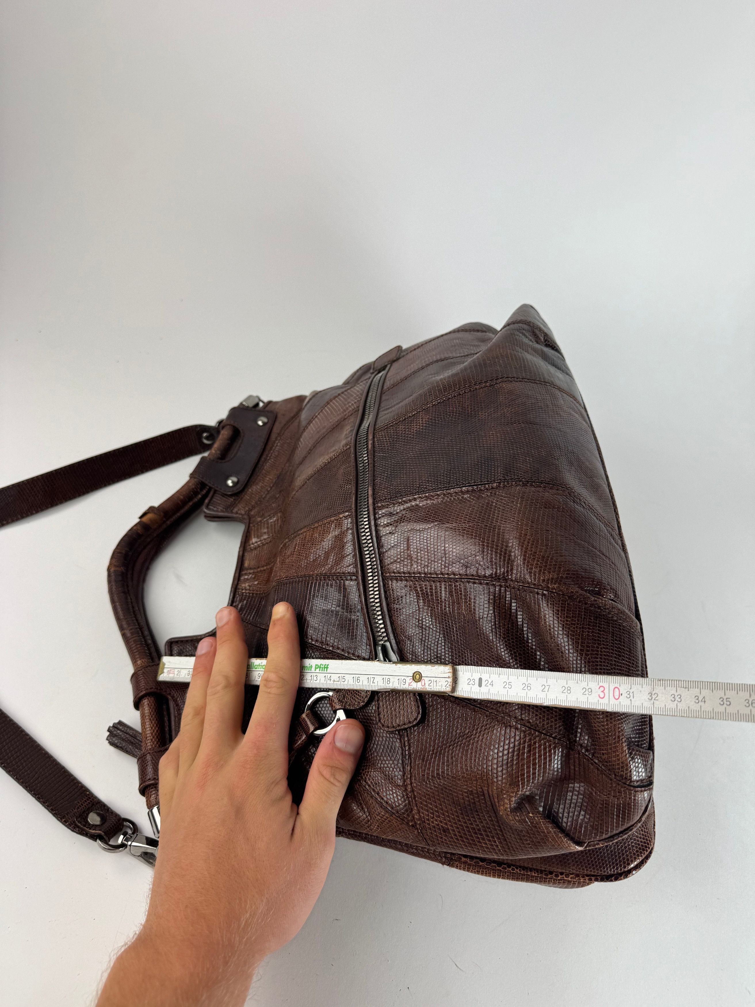 Salvatore Ferragamo Vintage Leather 2 Way Bag brown Snake Emblossed Size ONE SIZE - 10 Thumbnail