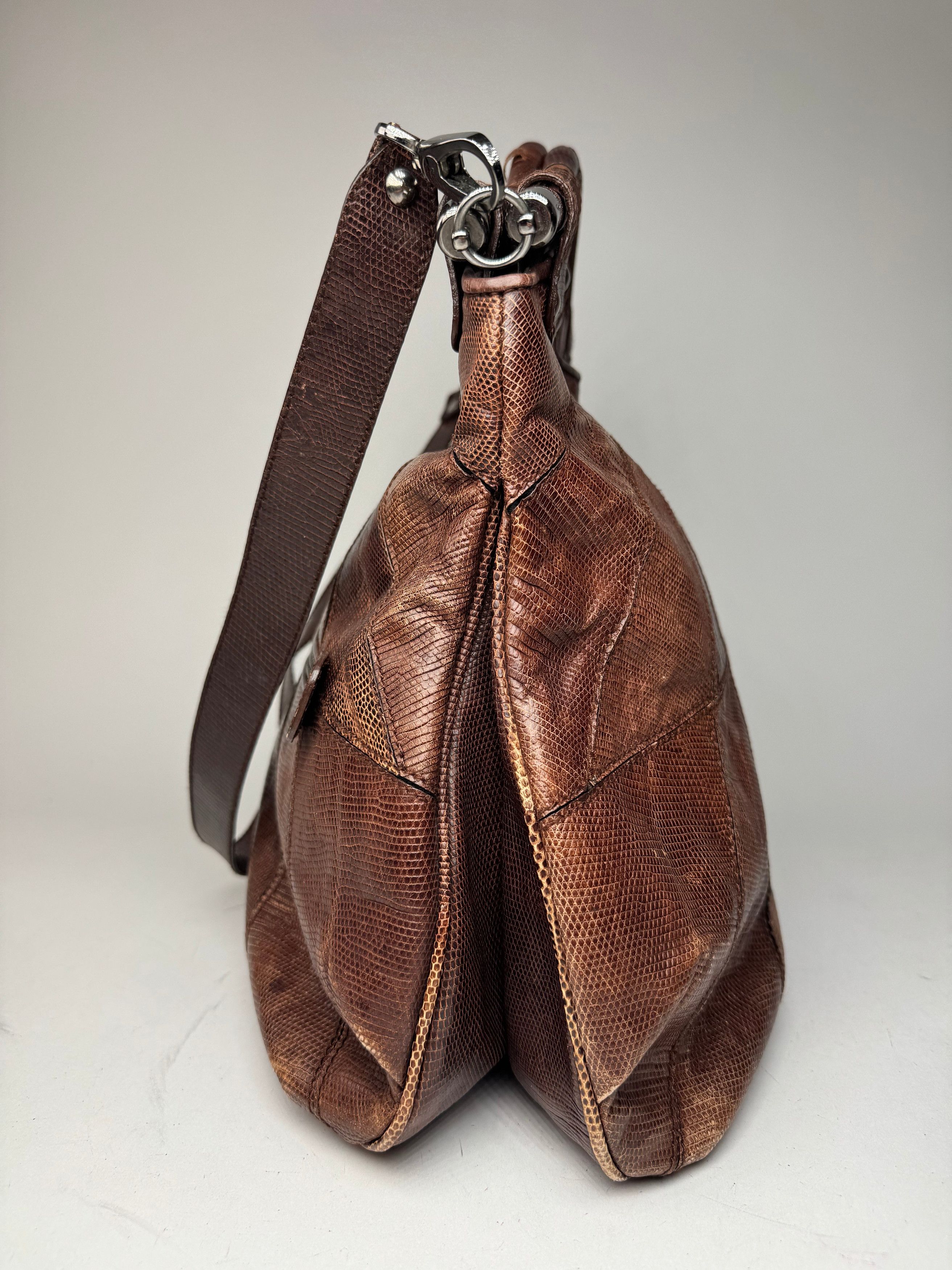 Salvatore Ferragamo Vintage Leather 2 Way Bag brown Snake Emblossed Size ONE SIZE - 2 Thumbnail
