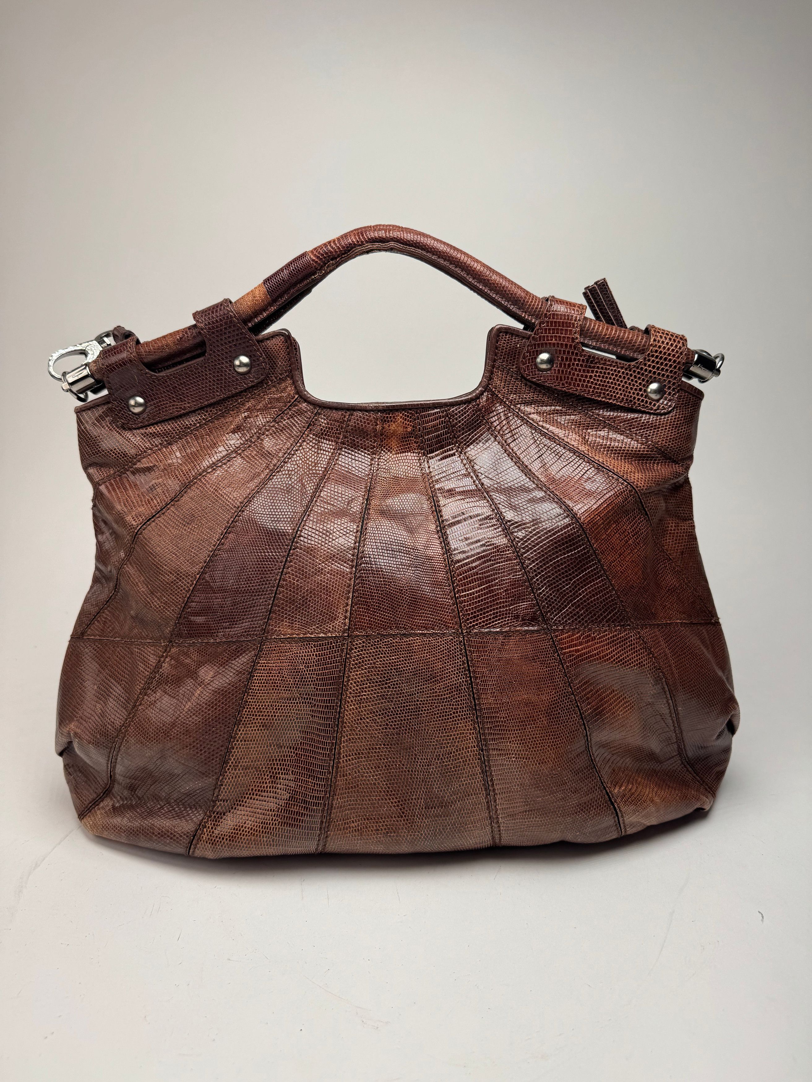 Salvatore Ferragamo Vintage Leather 2 Way Bag brown Snake Emblossed Size ONE SIZE - 3 Thumbnail