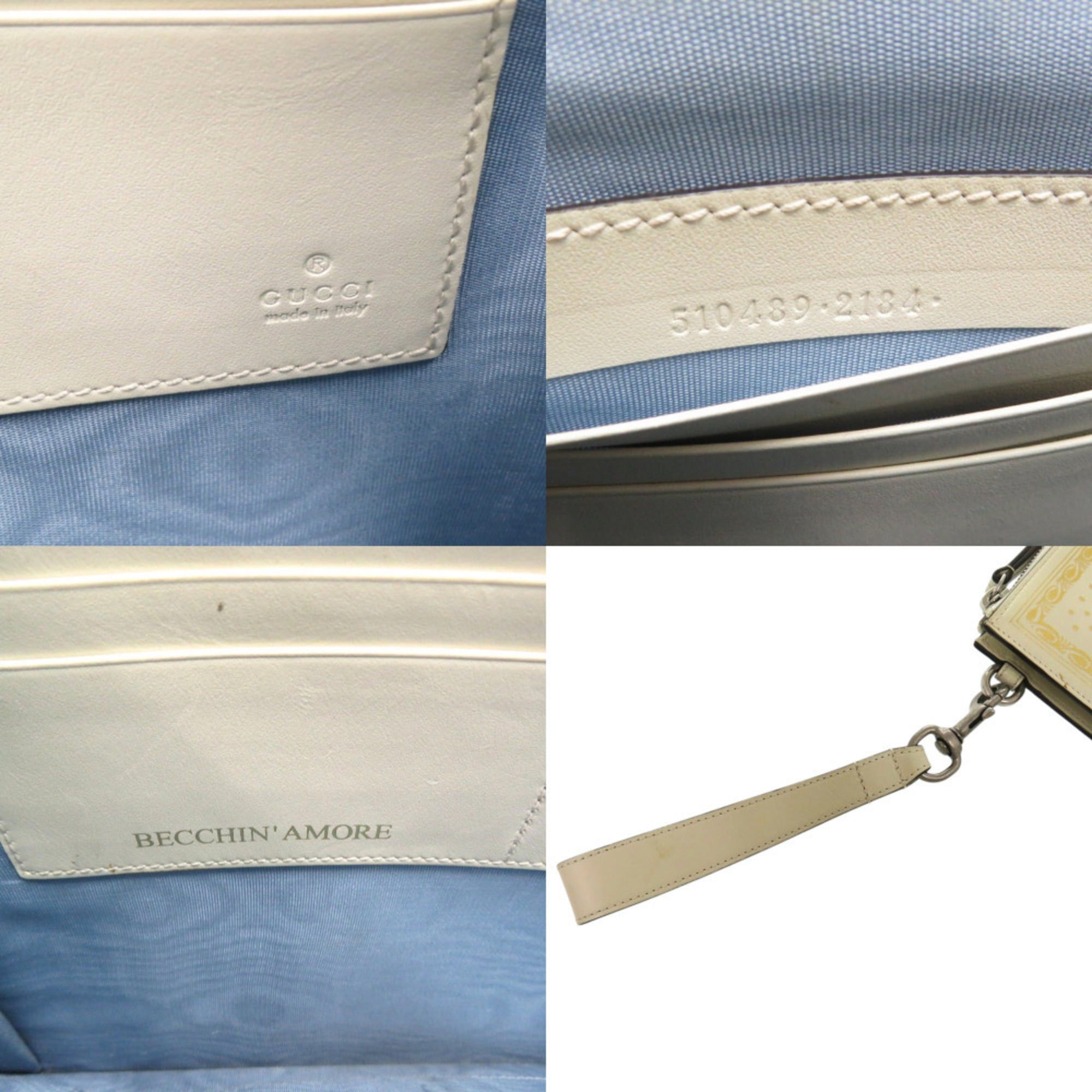 Gucci Excellent condition Gucci x SEGA GUCCY print clutch bag 510489, ivory and white leather, model 0913 Size ONE SIZE - 9 Thumbnail