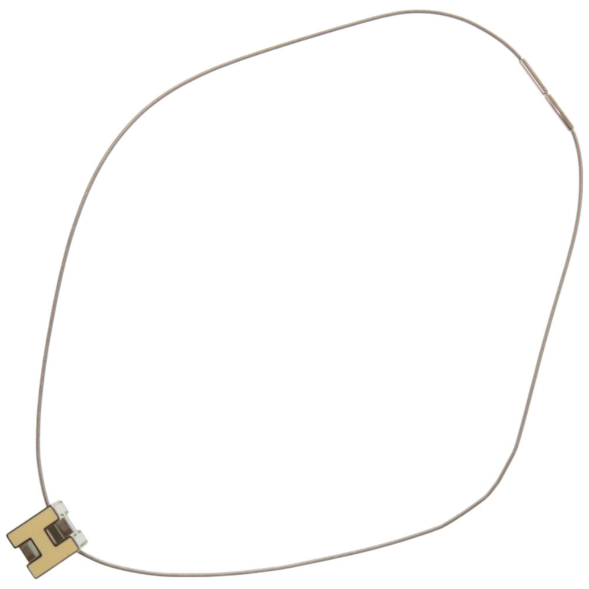 Hermes Hermes Excellent condition Hermès Case d'Ache H Cube Metal Silver White Necklace 1034 Size ONE SIZE - 7 Thumbnail