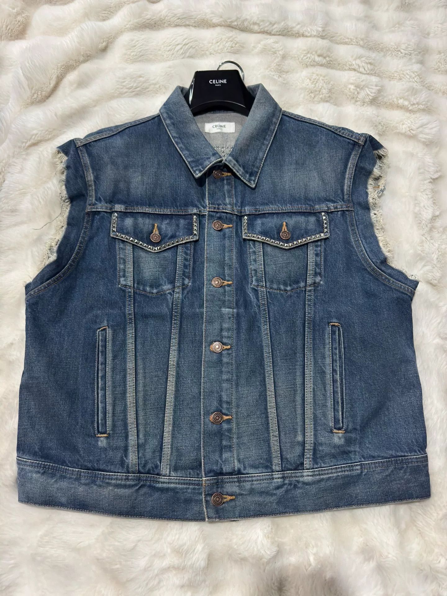 Celine Celine Runway Studded Denim Vest Size US M / EU 48-50 / 2 - 5 Thumbnail