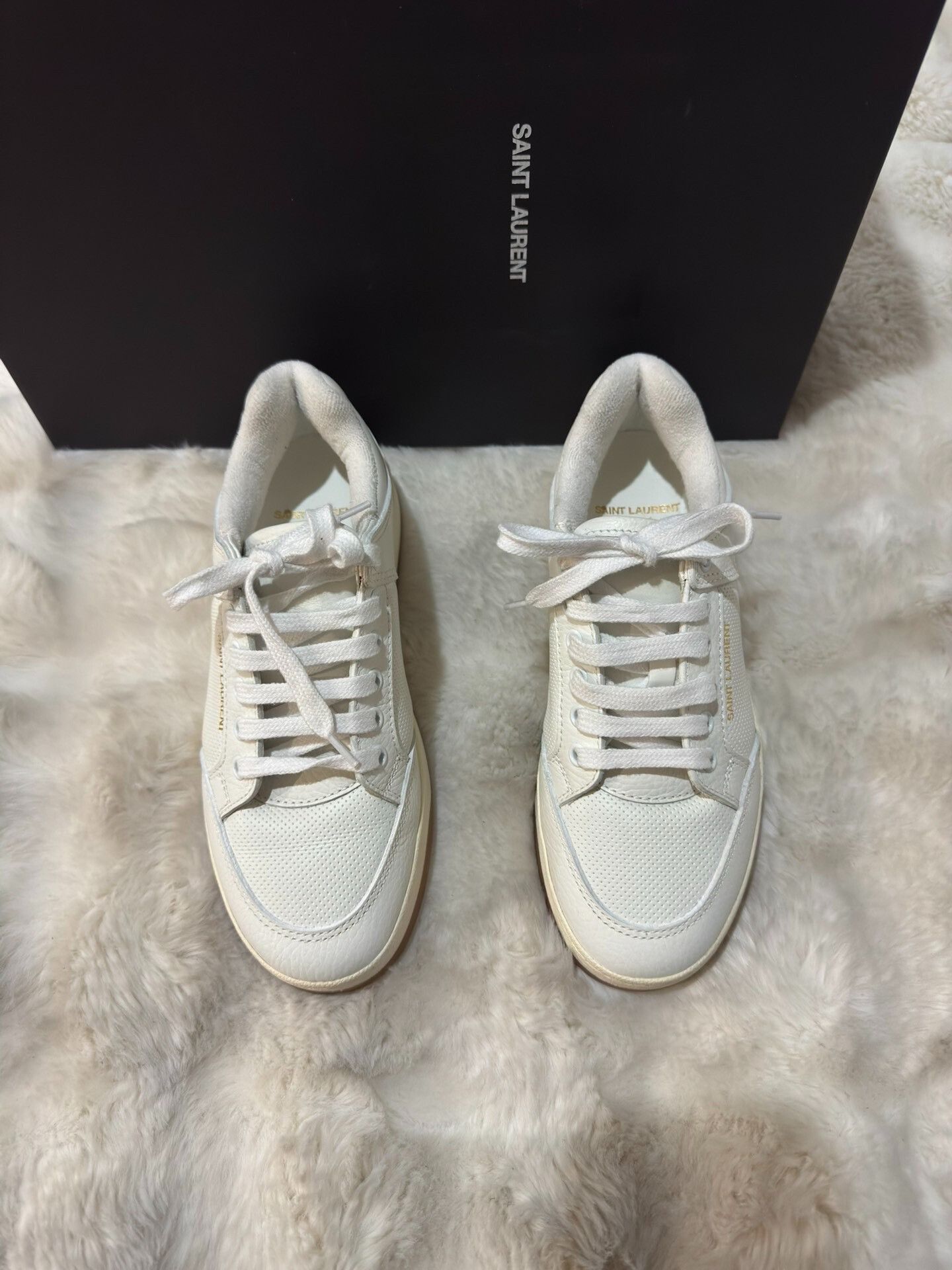 Yves Saint Laurent Saint Laurent SL61 Women's White Sneakers Size US 6.5 / IT 36.5 - 4 Thumbnail
