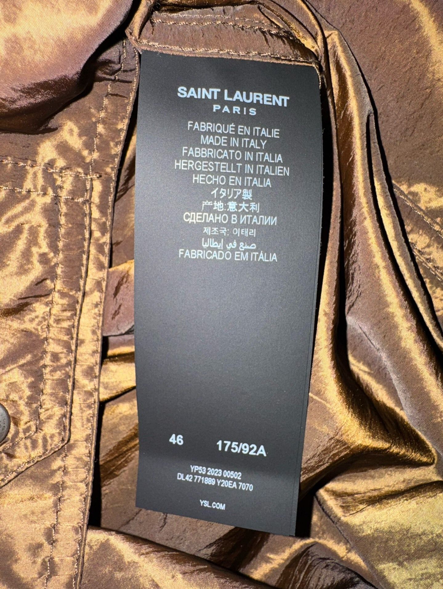Yves Saint Laurent Saint Laurent 2024 Bronze Men's Jacket Size US S / EU 44-46 / 1 - 5 Thumbnail