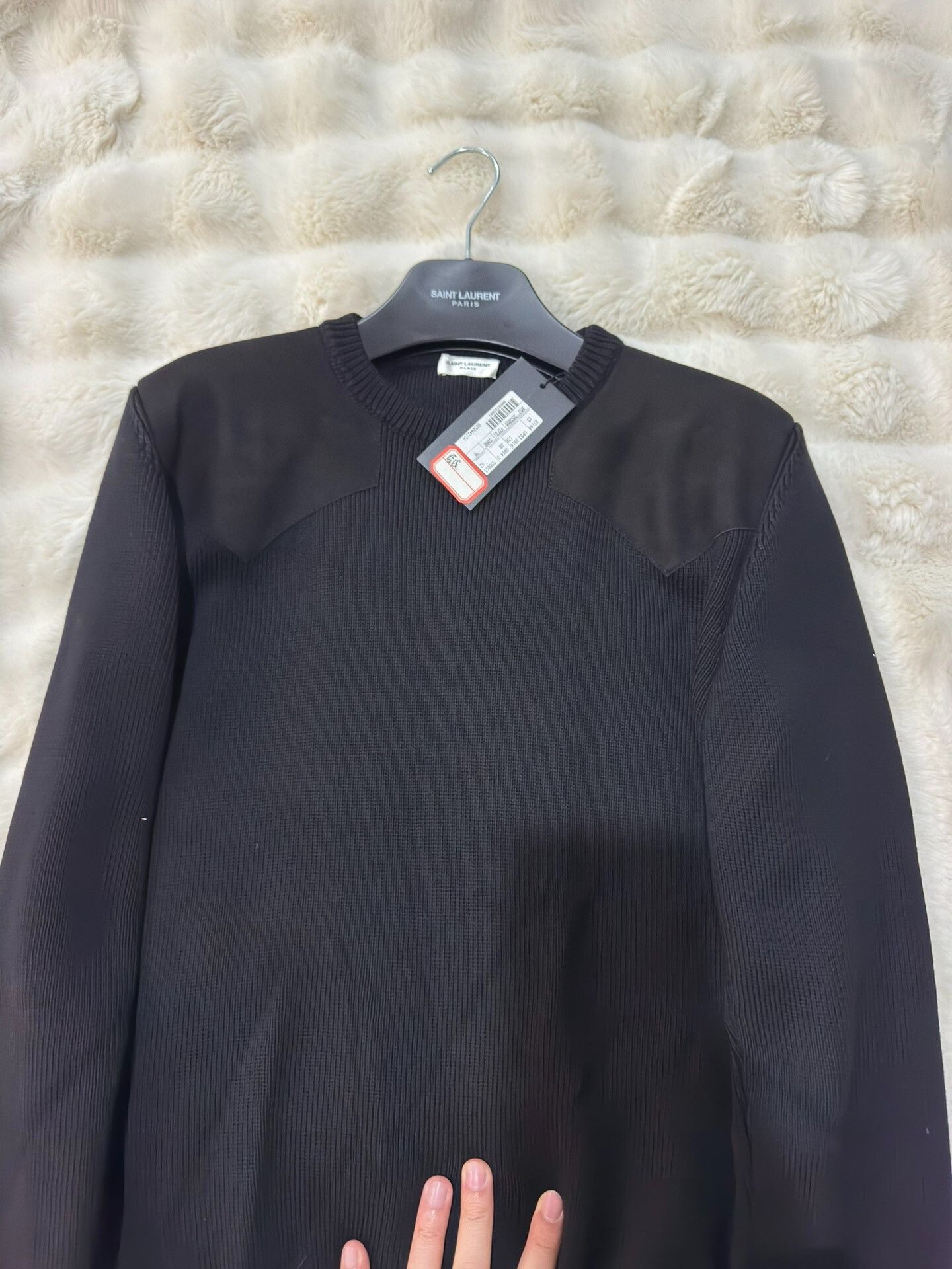 Saint Laurent Paris Saint Laurent Men's Wool Leather Sweater Size US M / EU 48-50 / 2 - 3 Thumbnail