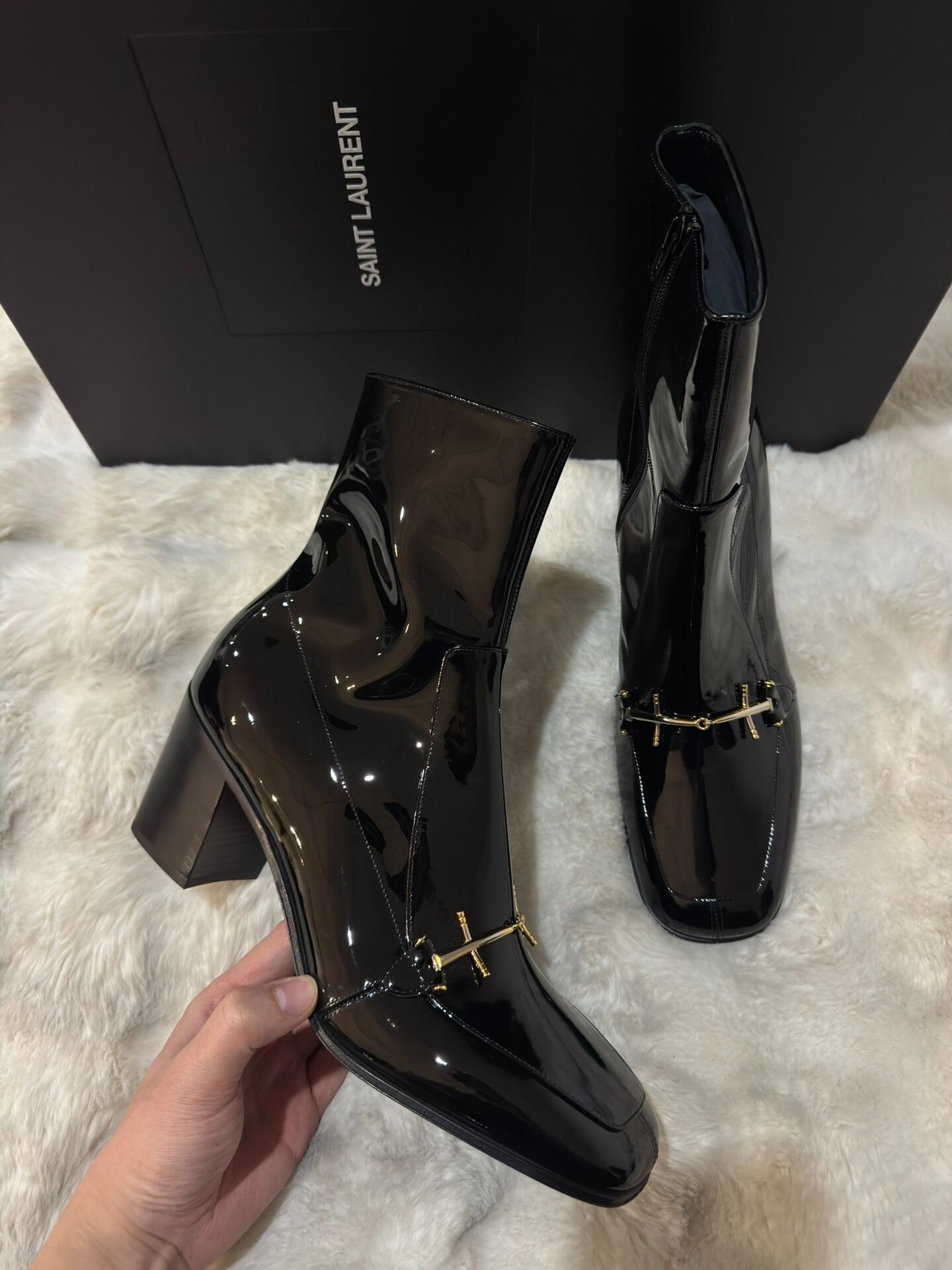 Saint Laurent Paris Saint Laurent Runway Black Gold Men's Boots Size US 9 / EU 42 - 9 Thumbnail