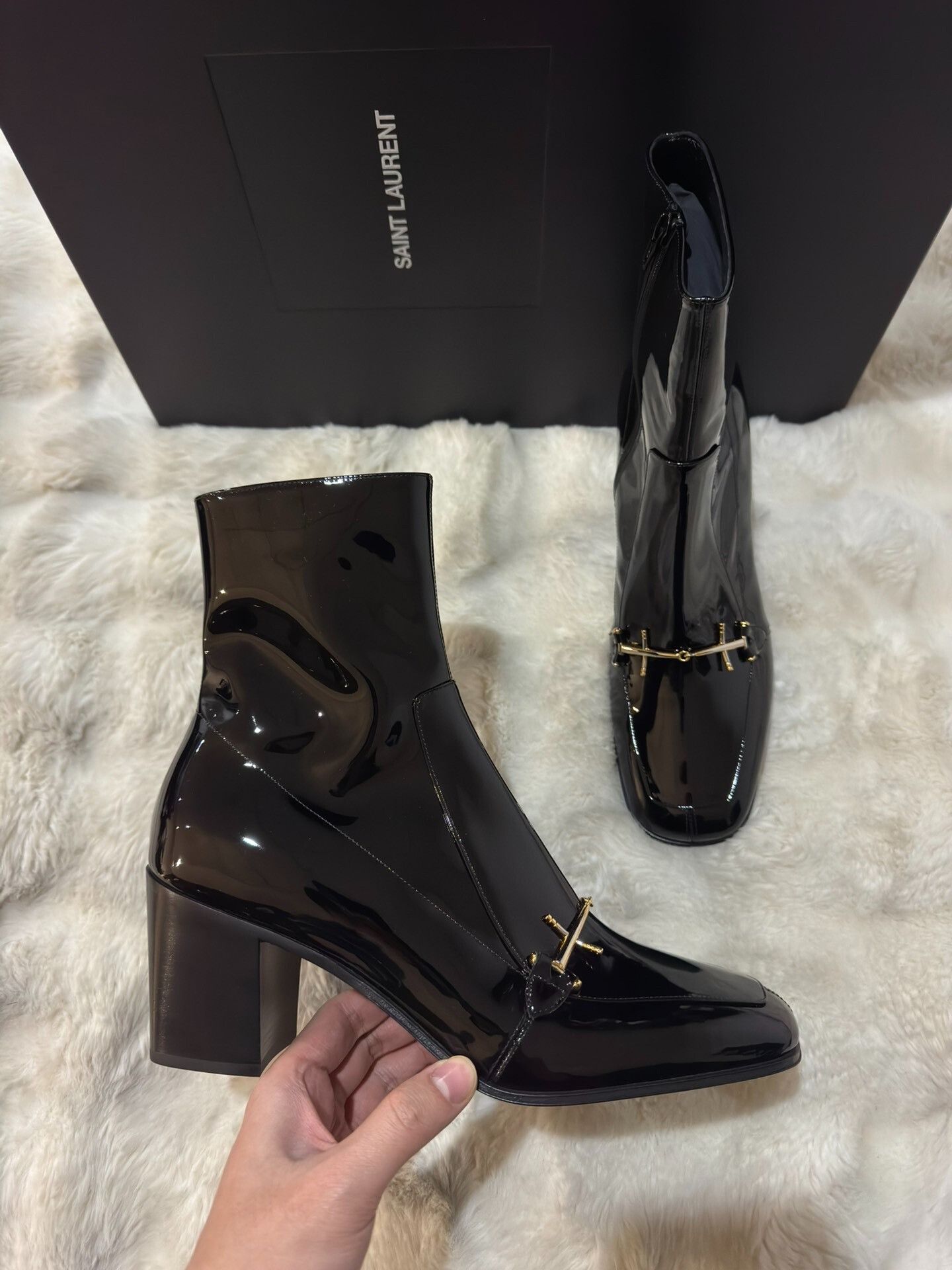 Saint Laurent Paris Saint Laurent Runway Black Gold Men's Boots Size US 9 / EU 42 - 2 Thumbnail