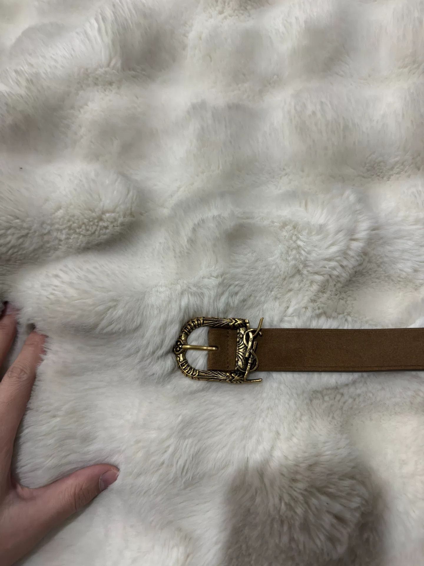 Saint Laurent Paris Saint Laurent SLP Gold Engraved Logo Belt Size ONE SIZE - 3 Thumbnail