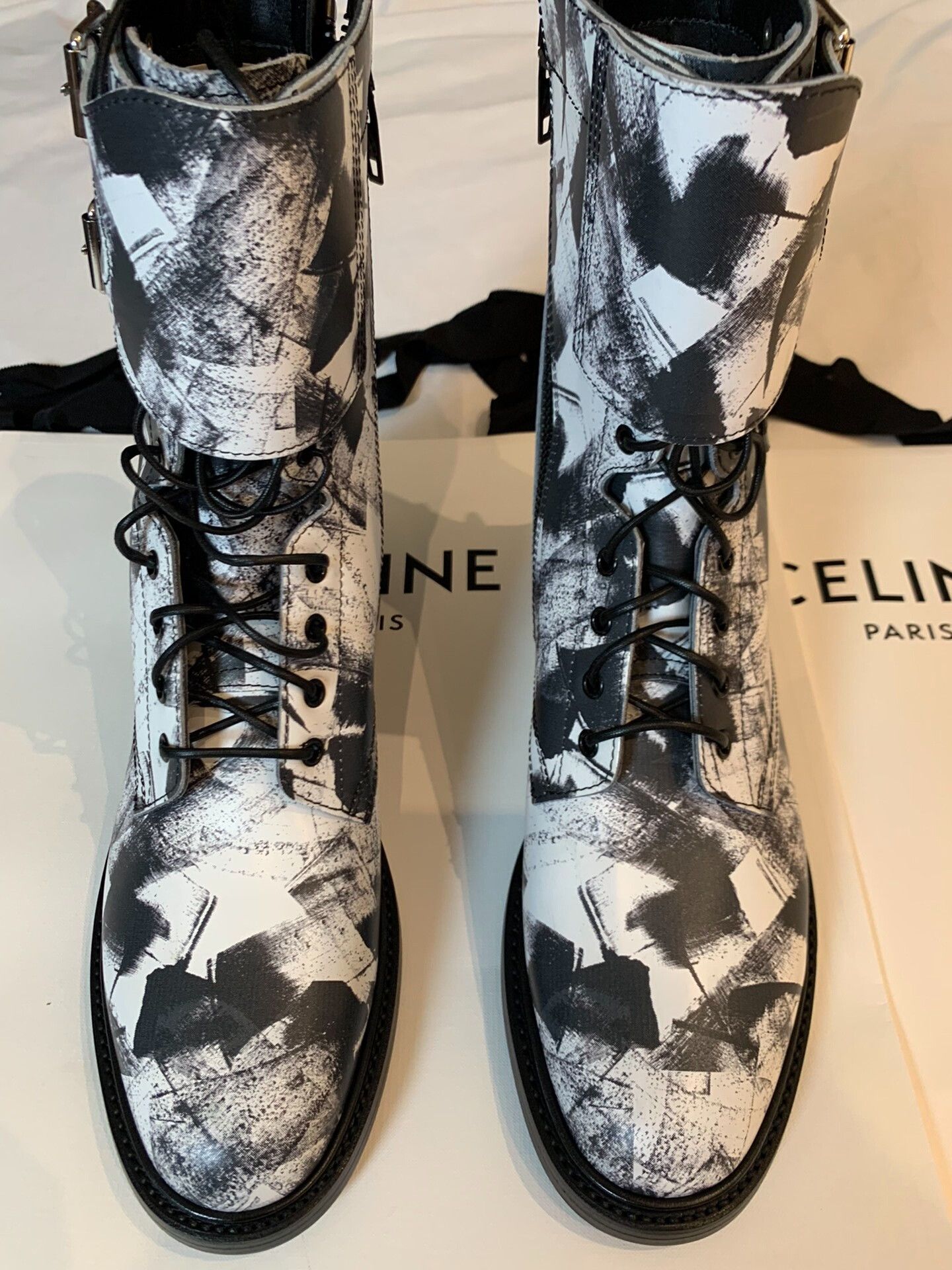 Celine Celine Show Print Combat Boots RA02 Size US 9 / EU 42 - 2 Thumbnail