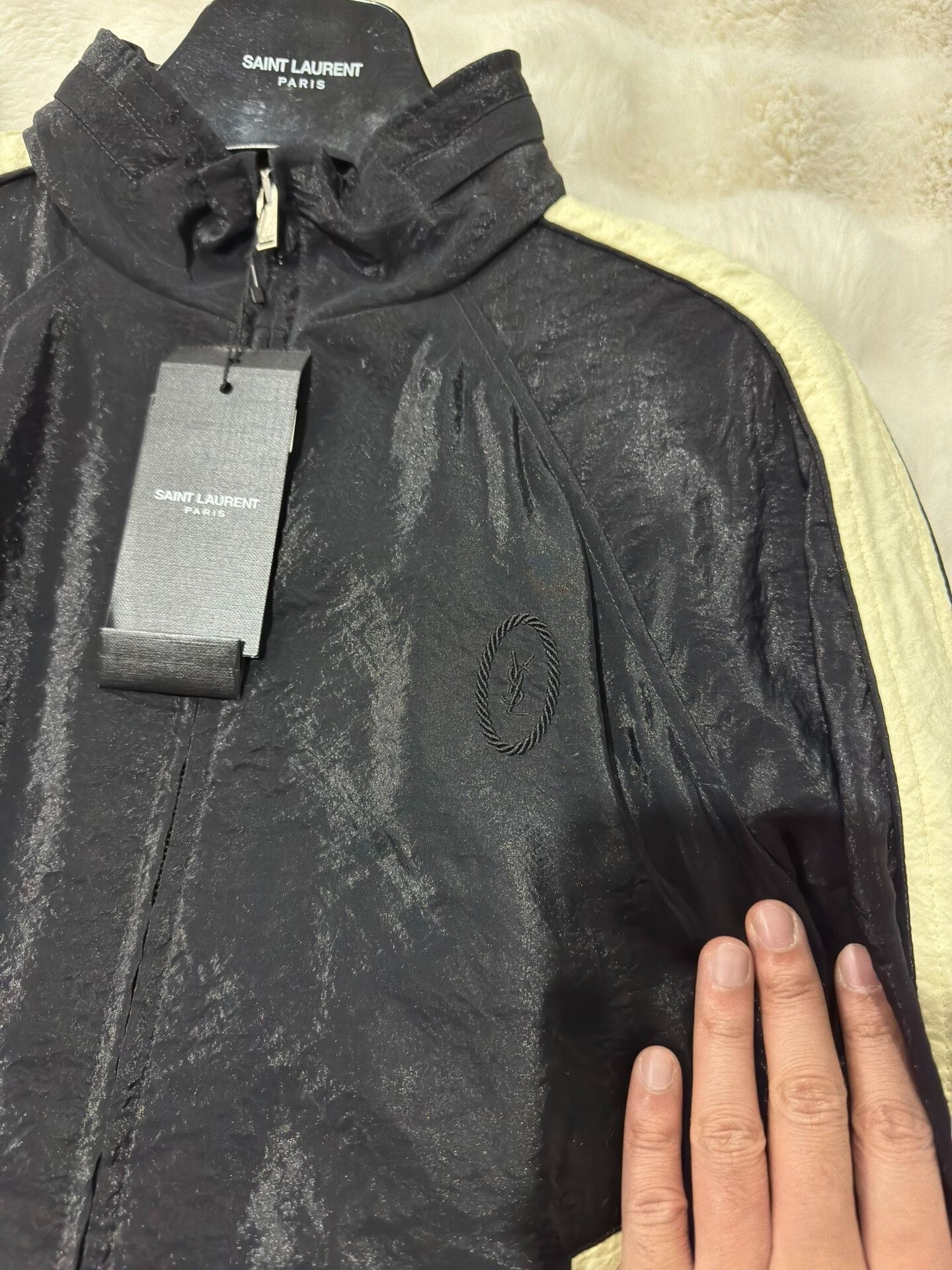 Saint Laurent Paris Saint Laurent SLP Black White Wrinkled Jacket Size US M / EU 48-50 / 2 - 4 Thumbnail