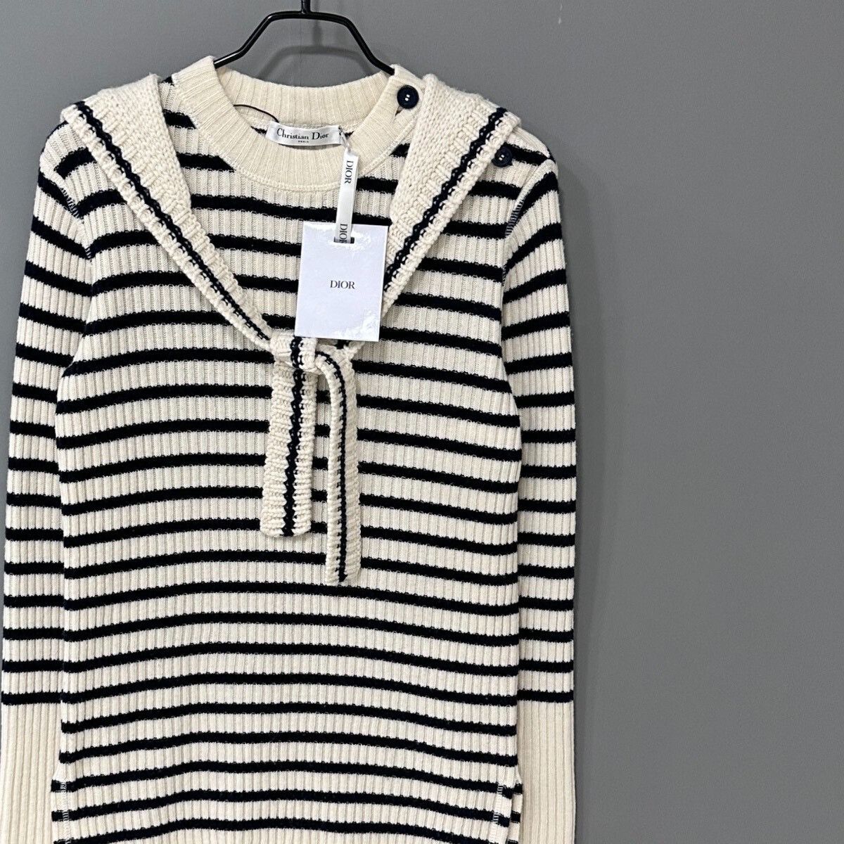 Dior Dior Black White Stripe Navy Collar Sweater Size XS / US 0-2 / IT 36-38 - 2 Thumbnail