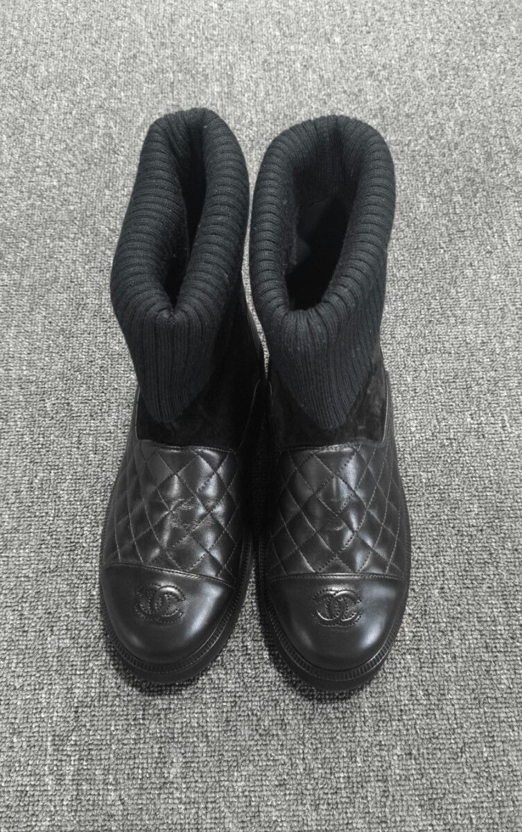 Chanel Chanel Black Leather Sock Boots Size US 6 / IT 36 - 5 Thumbnail