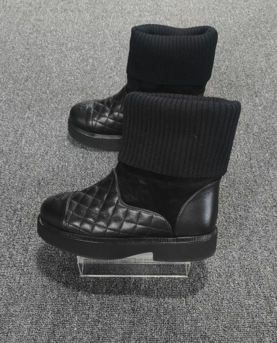 Chanel Chanel Black Leather Sock Boots Size US 6 / IT 36 - 2 Thumbnail