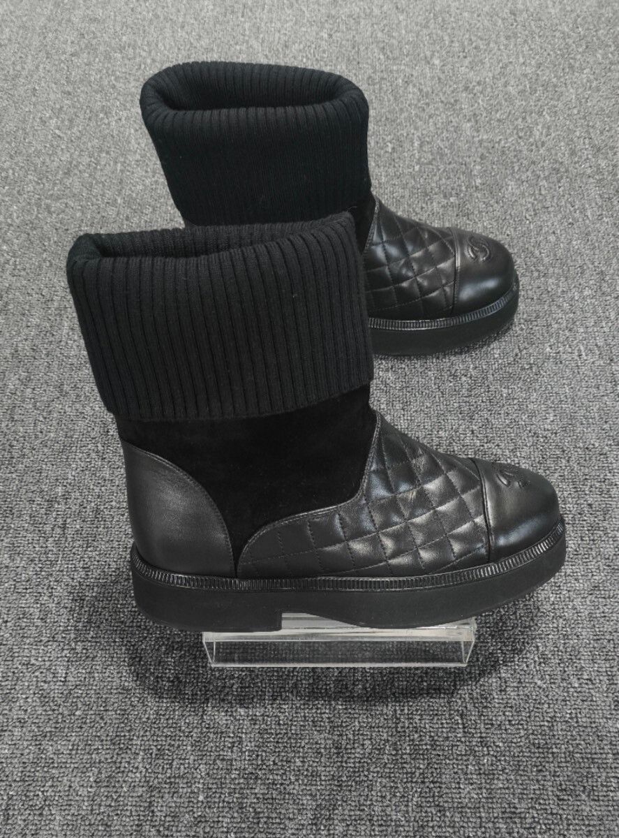 Chanel Chanel Black Leather Sock Boots Size US 6 / IT 36 - 3 Thumbnail
