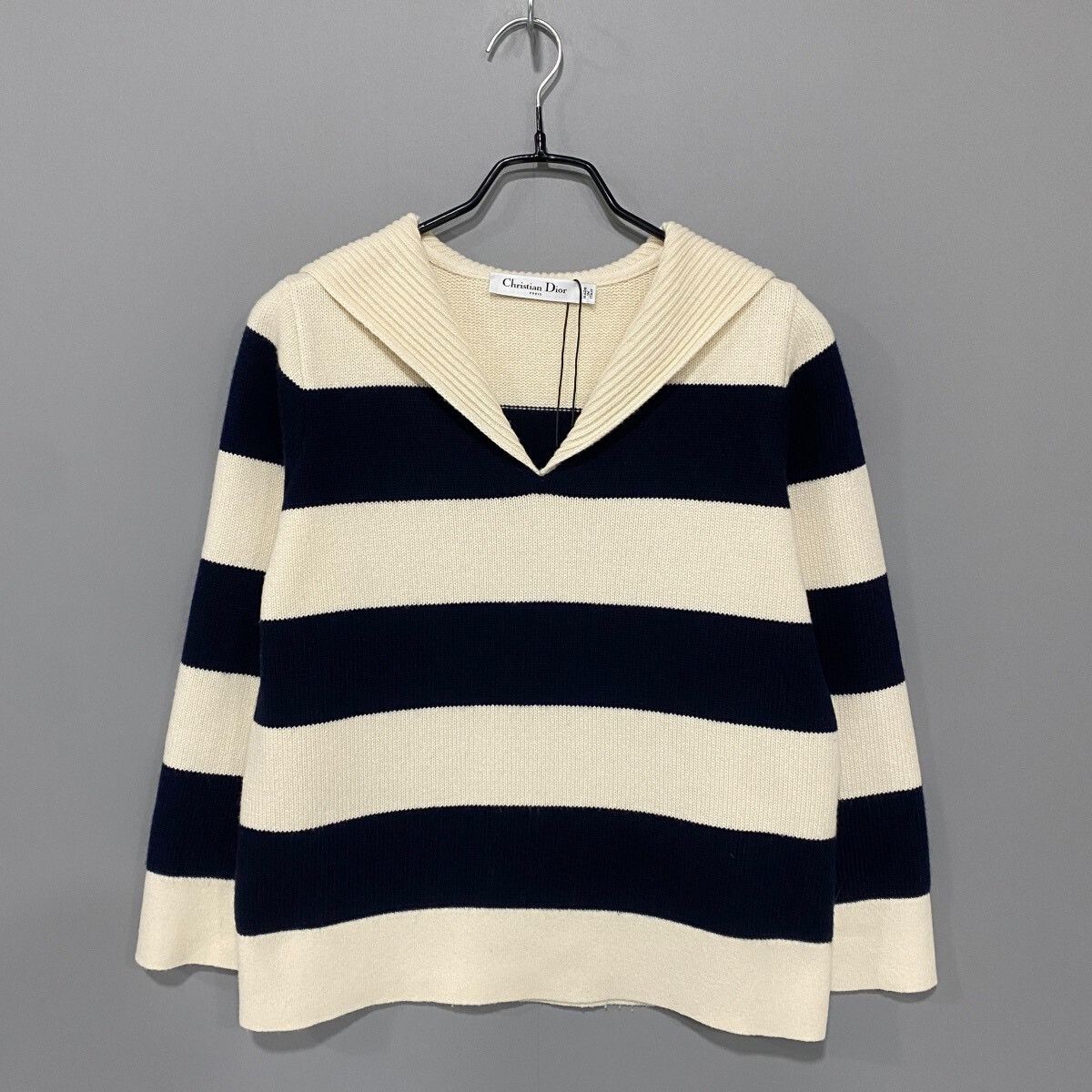 Dior Dior Navy Collar Striped Wool Sweater Size S / US 4 / IT 40 - 2 Thumbnail