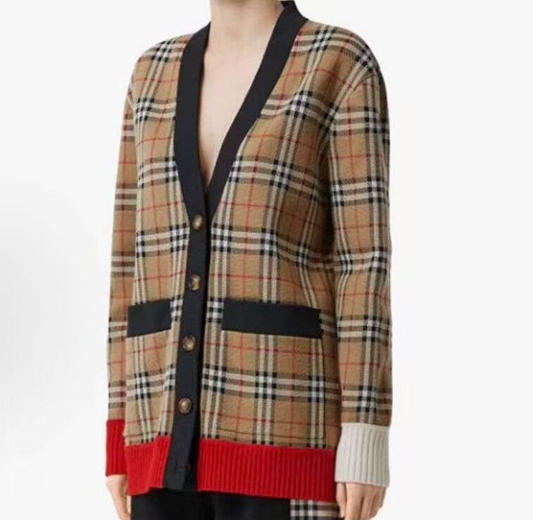 Burberry Burberry Check Color Block Cardigan Size US XL / EU 56 / 4 - 6 Thumbnail