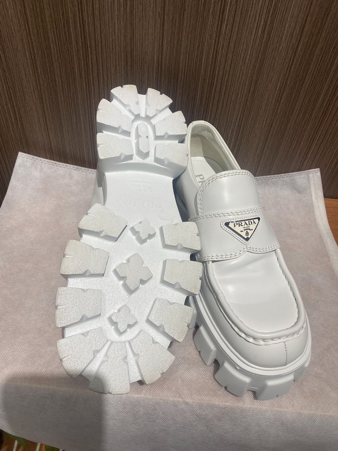 Prada Prada White Platform Loafers Size US 7 / IT 37 - 6 Thumbnail