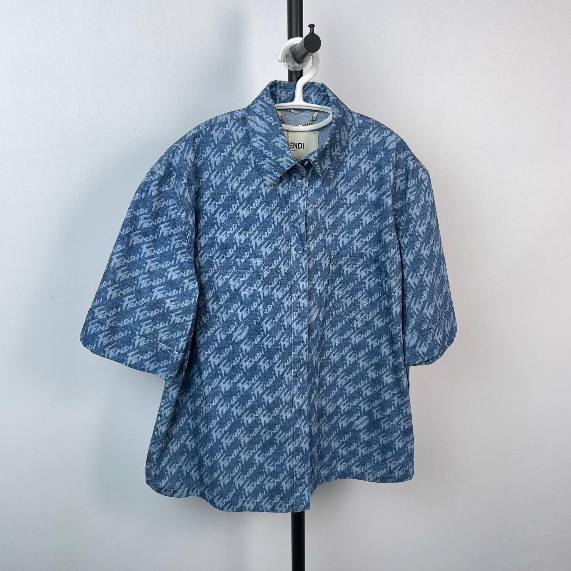 Fendi Fendi Blue All-Over Print Denim Jacket Size US XS / EU 42 / 0 - 9 Thumbnail