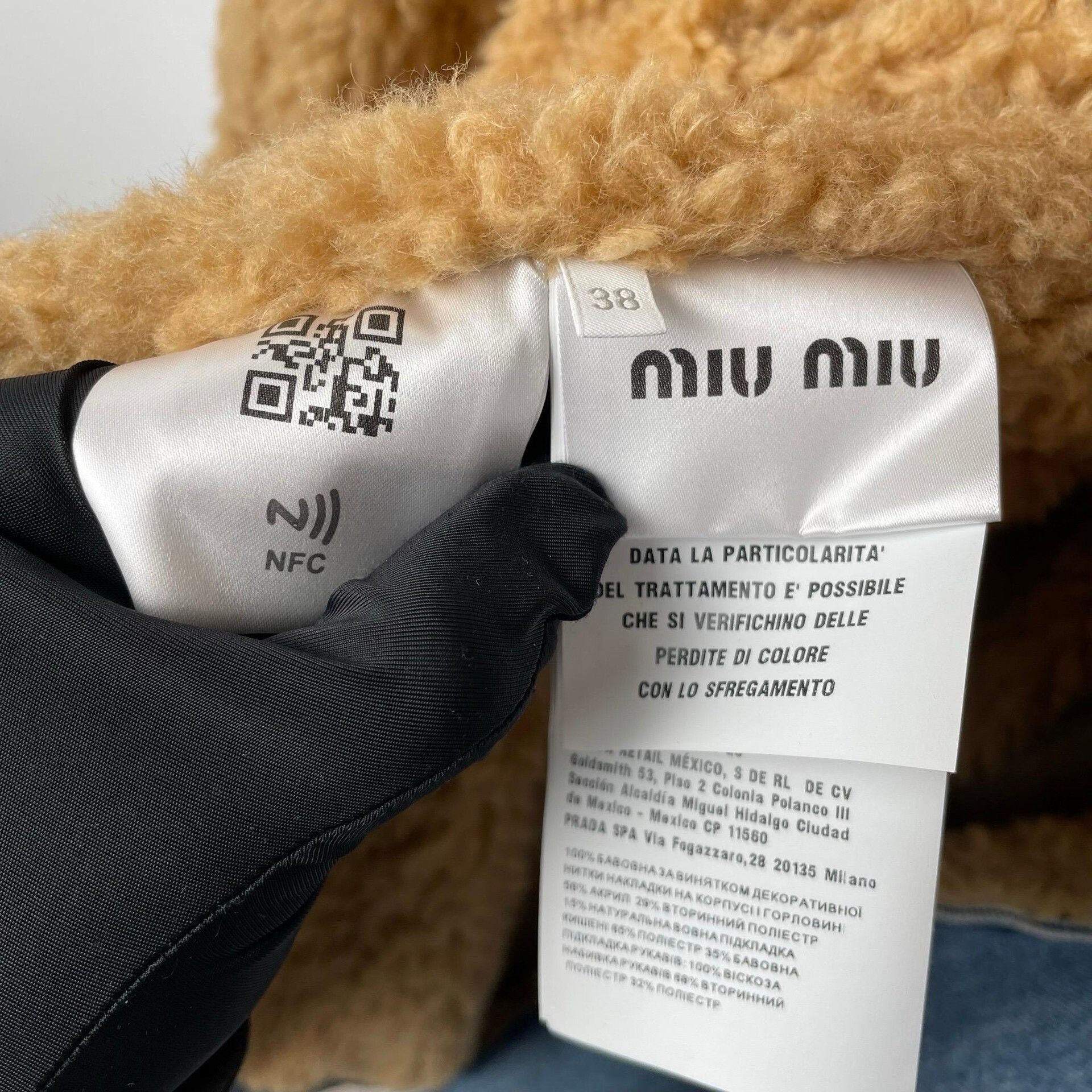 Miu Miu MiuMiu Blue Embroidered Logo Shearling Denim Jacket Size S / US 4 / IT 40 - 6 Thumbnail